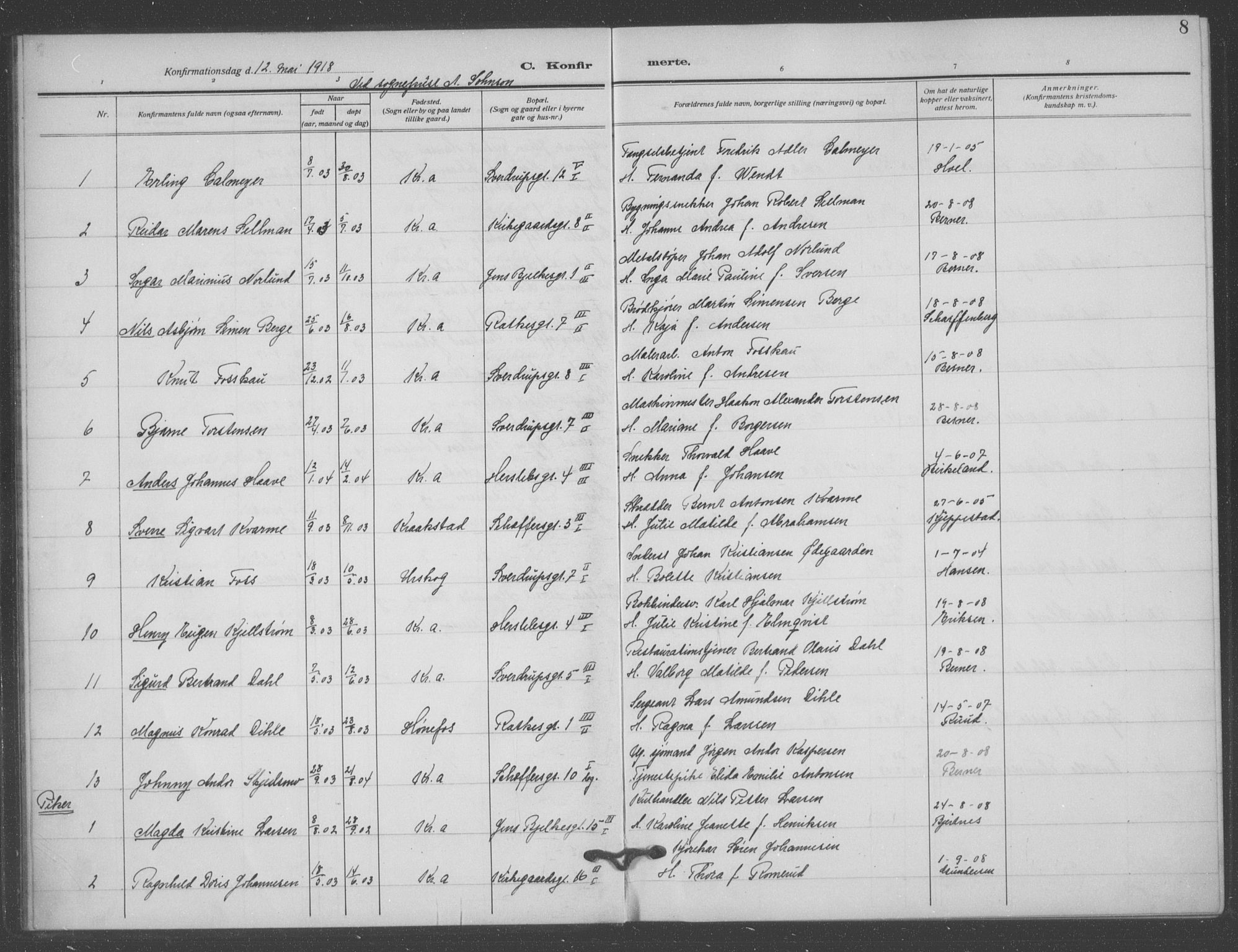 Matteus prestekontor Kirkebøker, SAO/A-10870/F/Fa/L0002: Parish register (official) no. 2, 1917-1938, p. 8