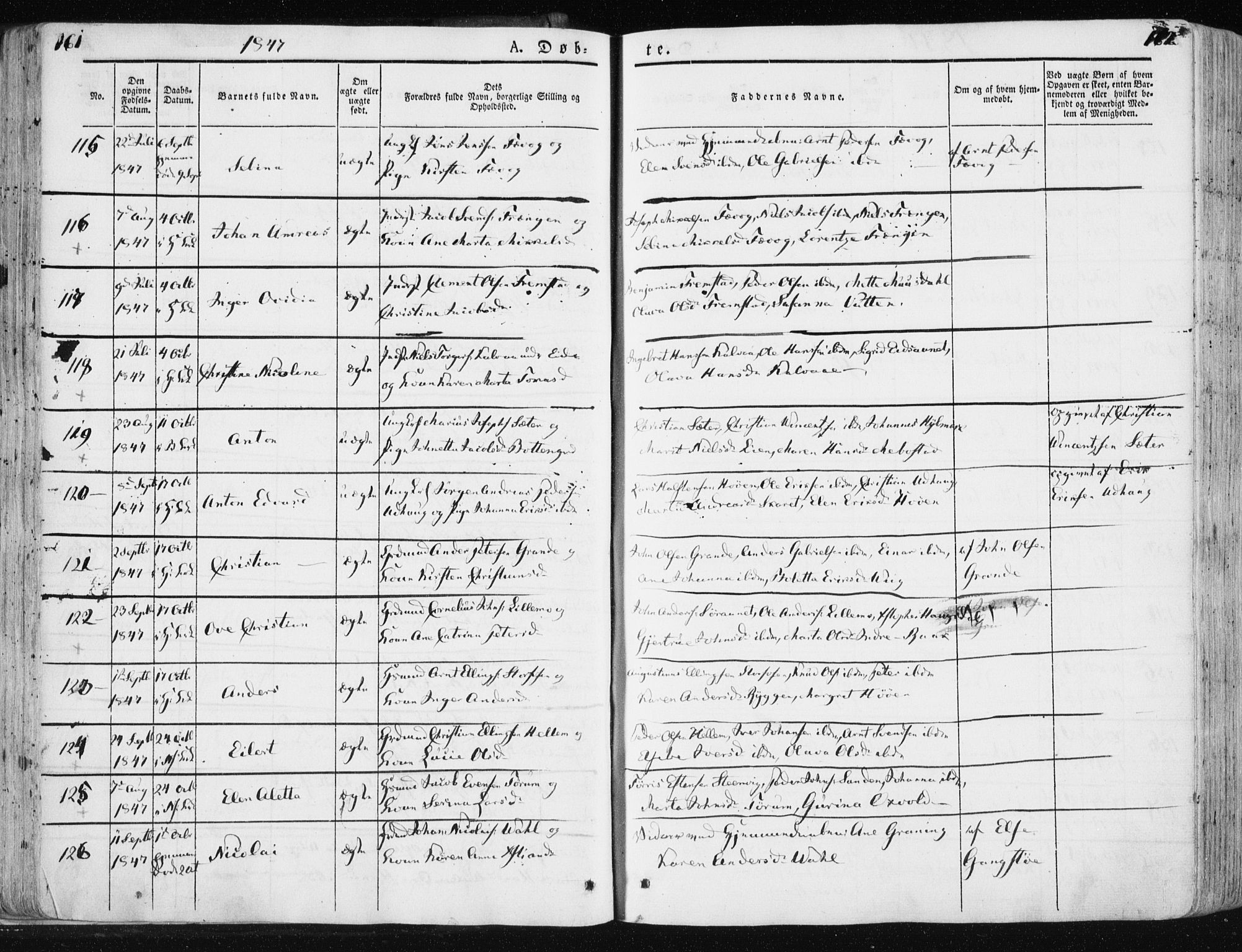 Ministerialprotokoller, klokkerbøker og fødselsregistre - Sør-Trøndelag, SAT/A-1456/659/L0736: Parish register (official) no. 659A06, 1842-1856, p. 161-162