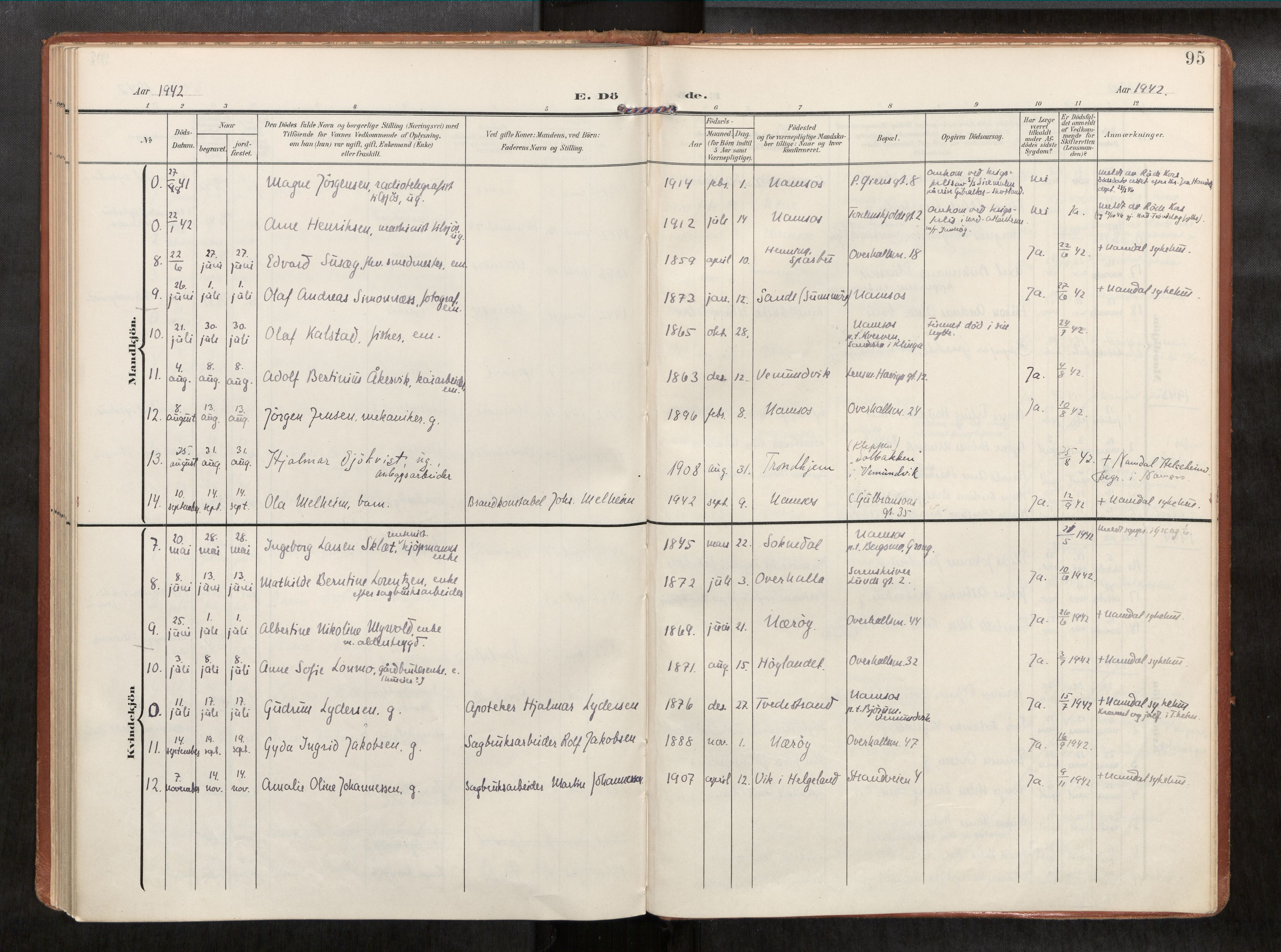 Ministerialprotokoller, klokkerbøker og fødselsregistre - Nord-Trøndelag, AV/SAT-A-1458/768/L0579b: Parish register (official) no. 768A15, 1908-1945, p. 95