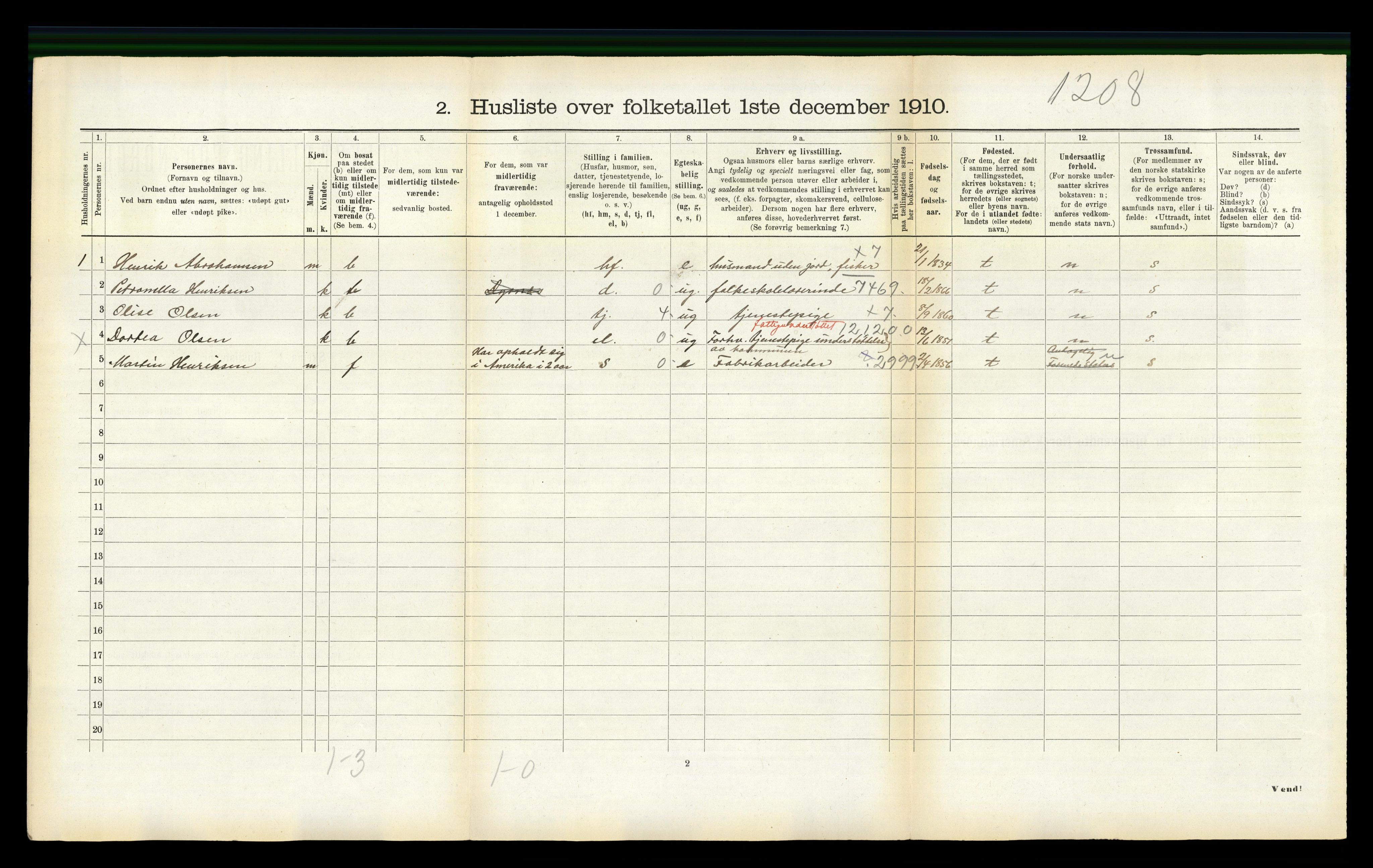 RA, 1910 census for Edøy, 1910, p. 457