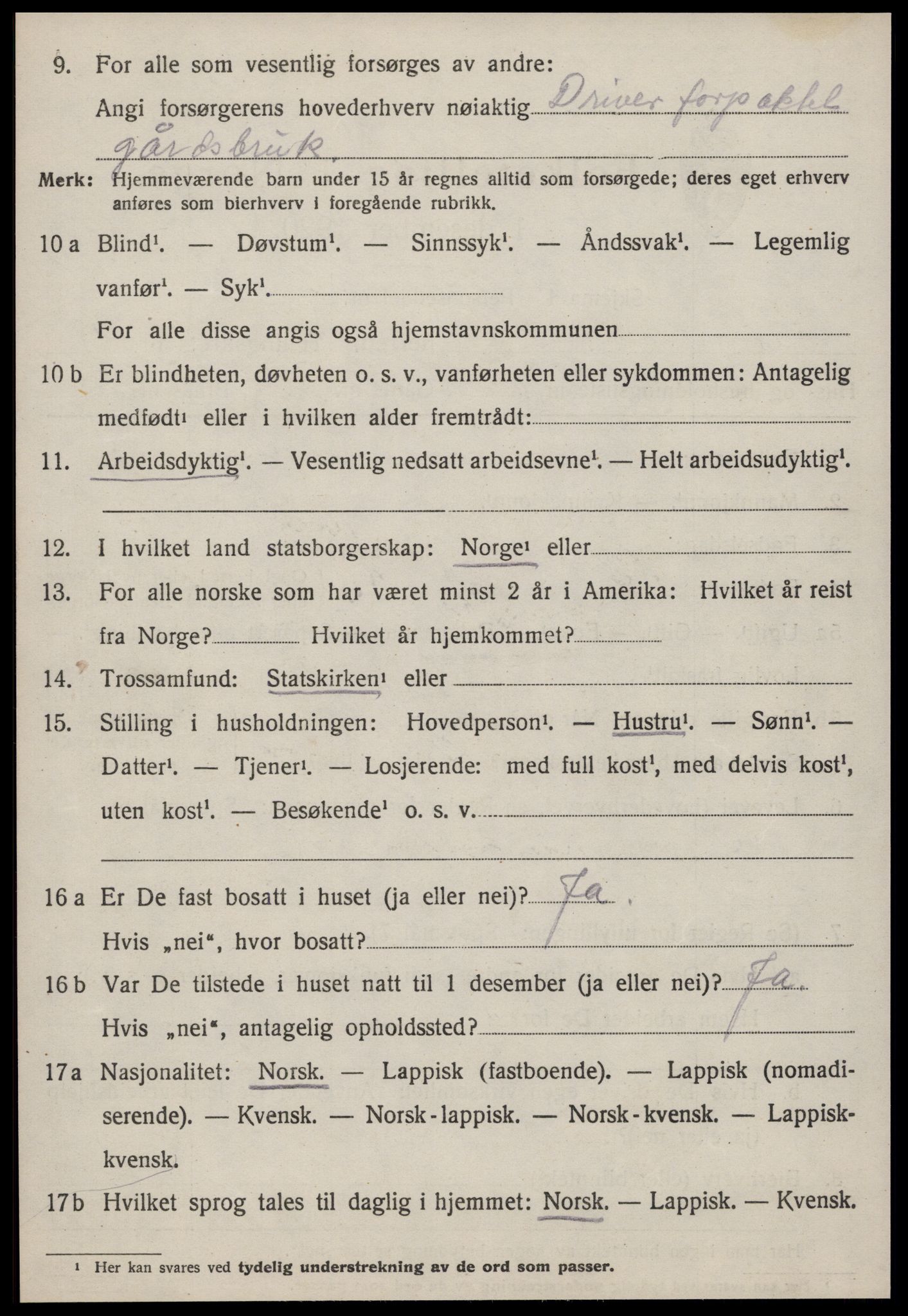 SAT, 1920 census for Geitastrand, 1920, p. 242