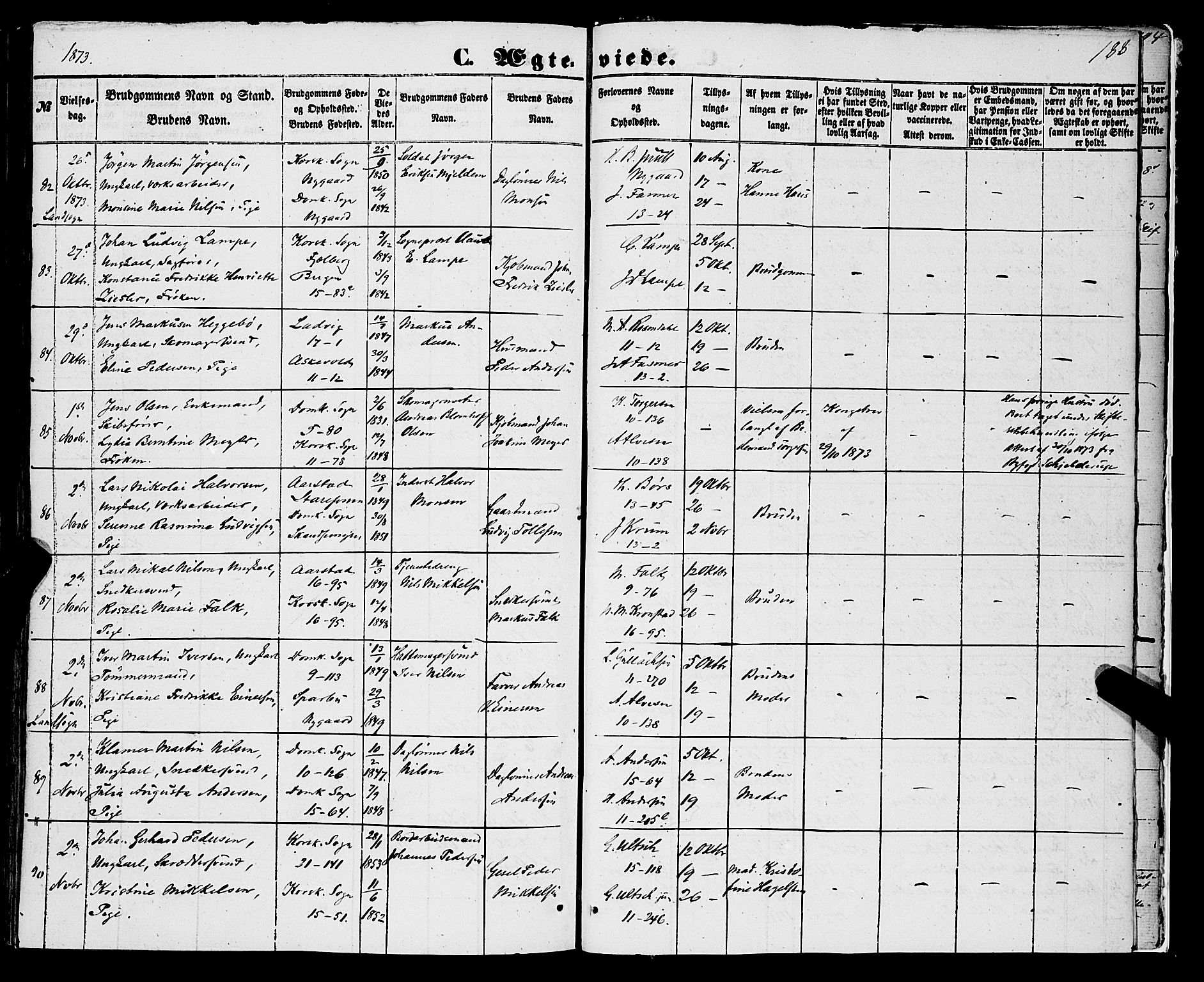 Domkirken sokneprestembete, AV/SAB-A-74801/H/Haa/L0034: Parish register (official) no. D 2, 1853-1874, p. 188