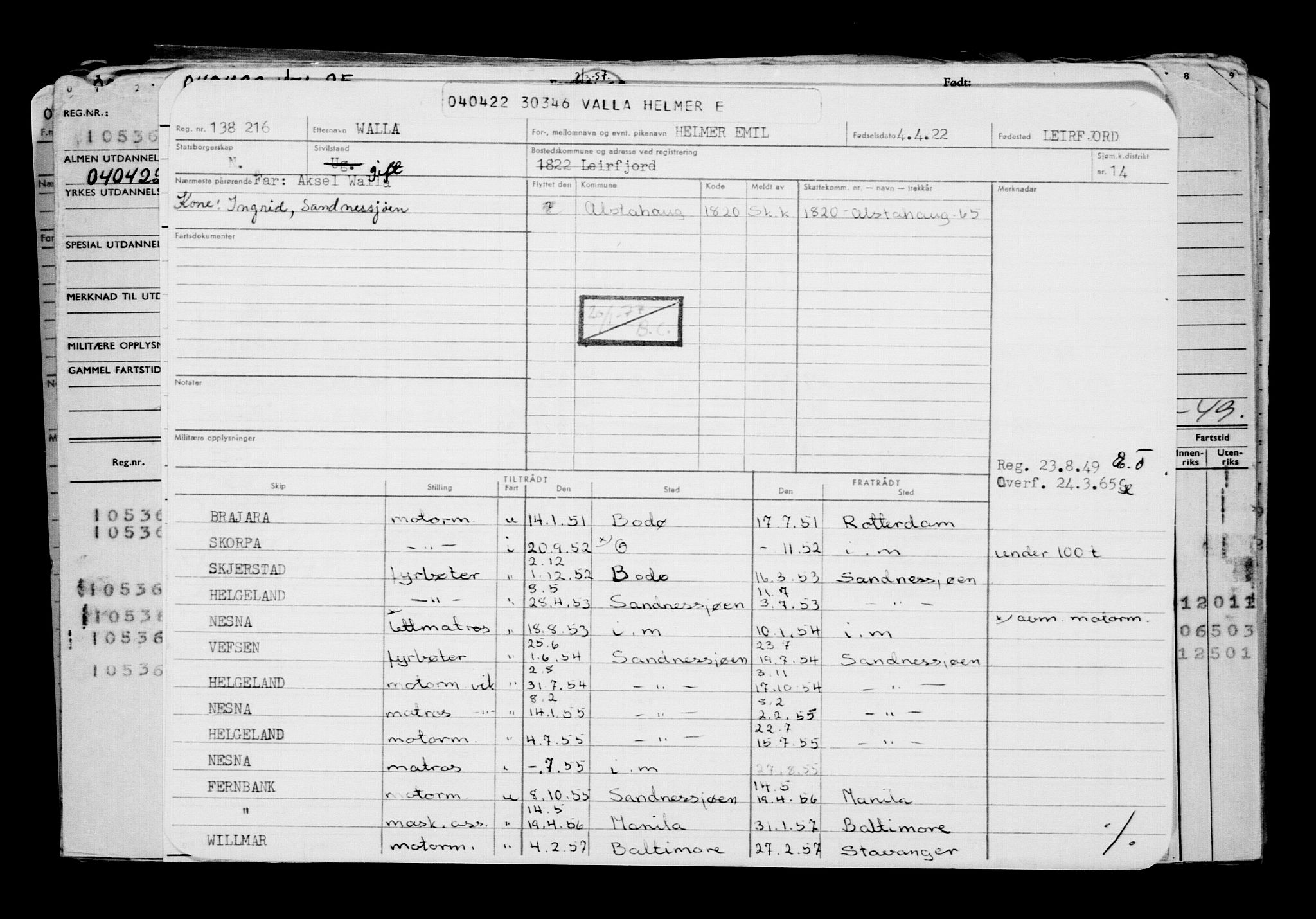 Direktoratet for sjømenn, AV/RA-S-3545/G/Gb/L0205: Hovedkort, 1922, p. 96