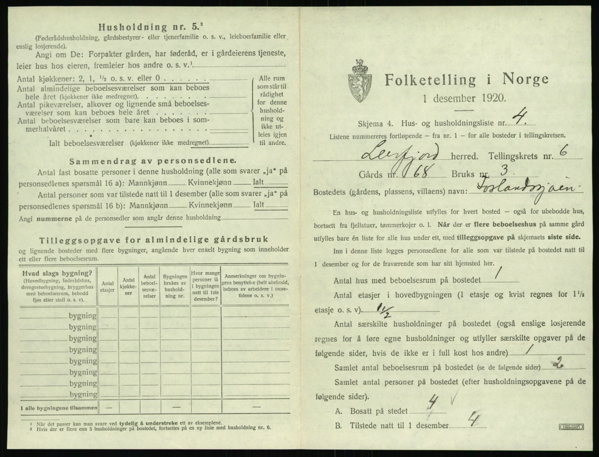 SAT, 1920 census for Leirfjord, 1920, p. 523