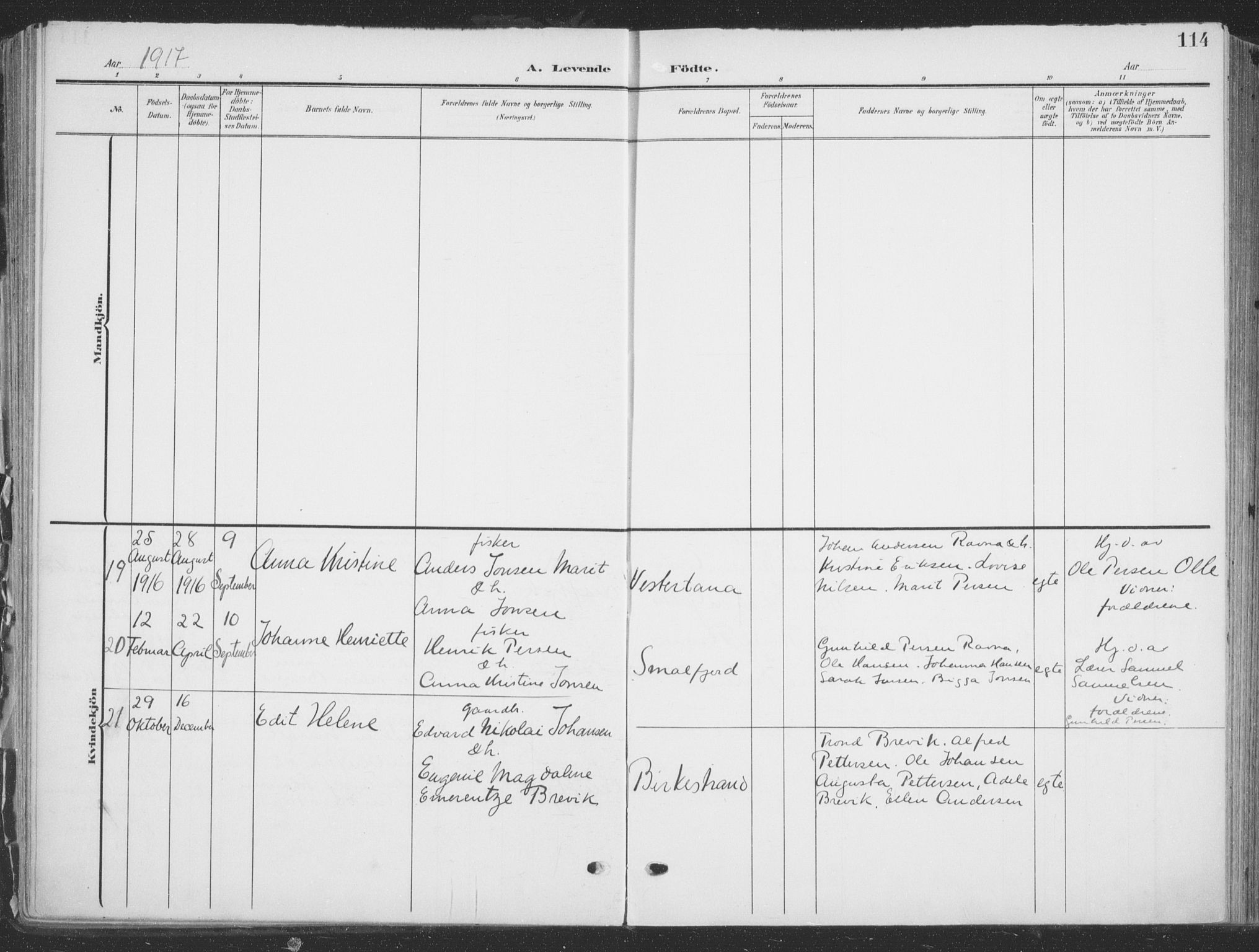 Tana sokneprestkontor, AV/SATØ-S-1334/H/Ha/L0007kirke: Parish register (official) no. 7, 1904-1918, p. 114