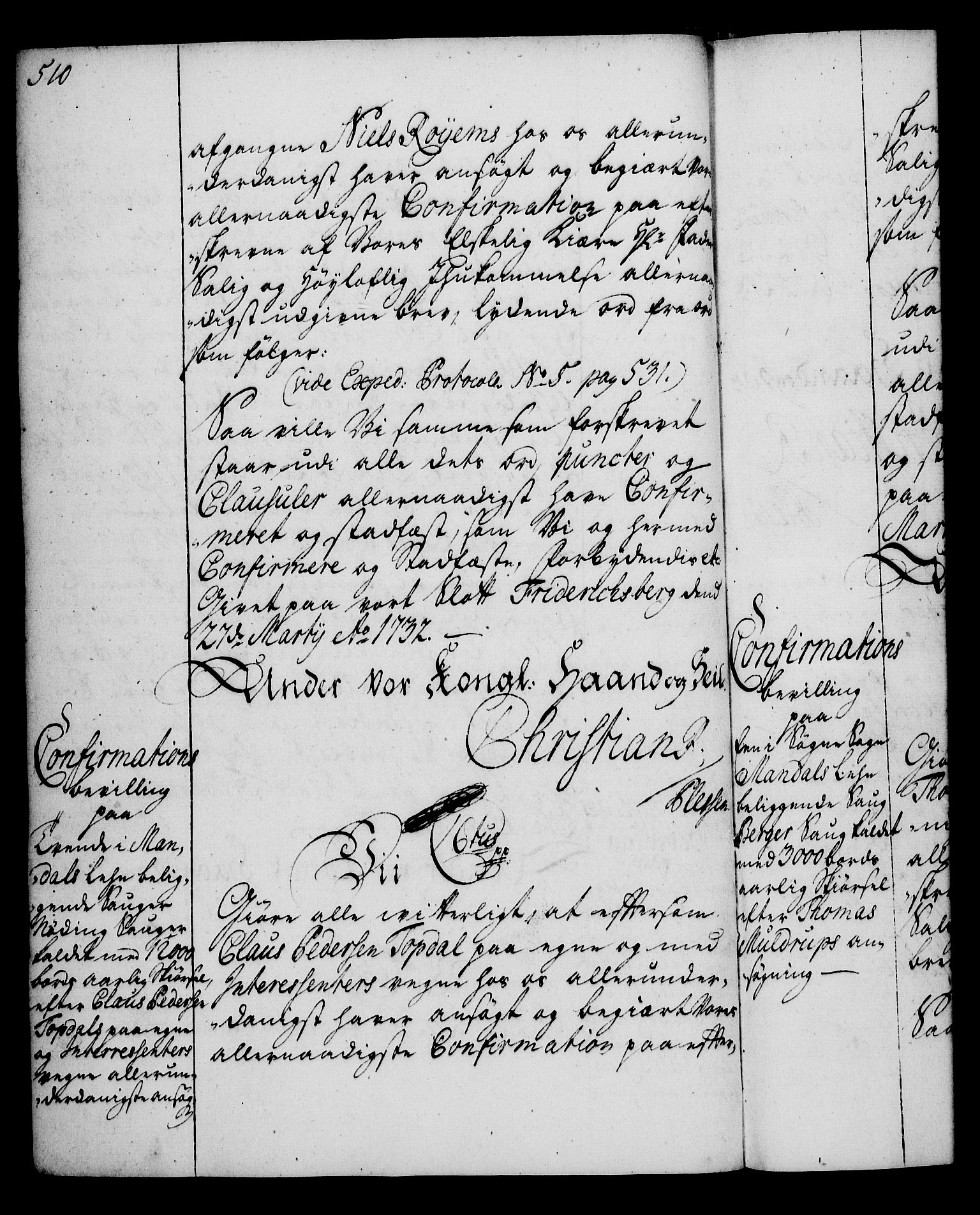 Rentekammeret, Kammerkanselliet, RA/EA-3111/G/Gg/Gga/L0003: Norsk ekspedisjonsprotokoll med register (merket RK 53.3), 1727-1734, p. 510