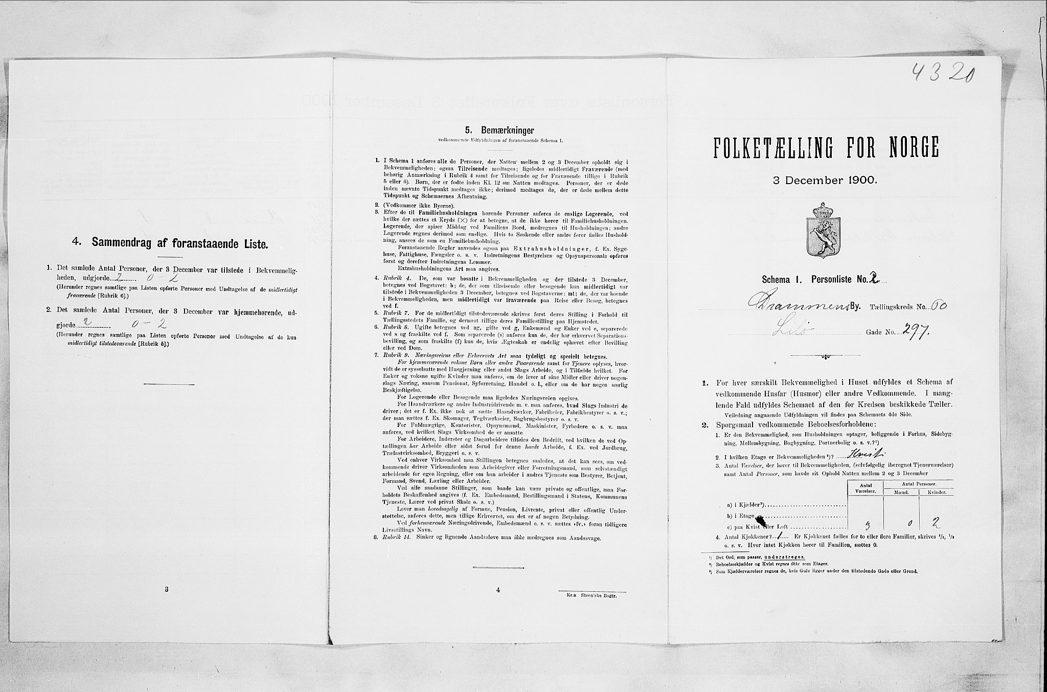 RA, 1900 census for Drammen, 1900, p. 10497