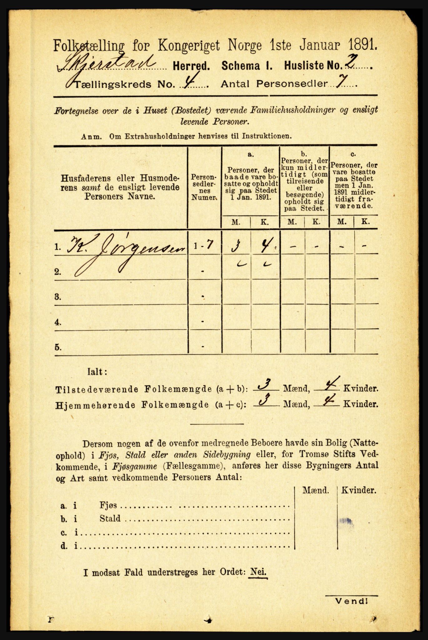 RA, 1891 census for 1842 Skjerstad, 1891, p. 1063