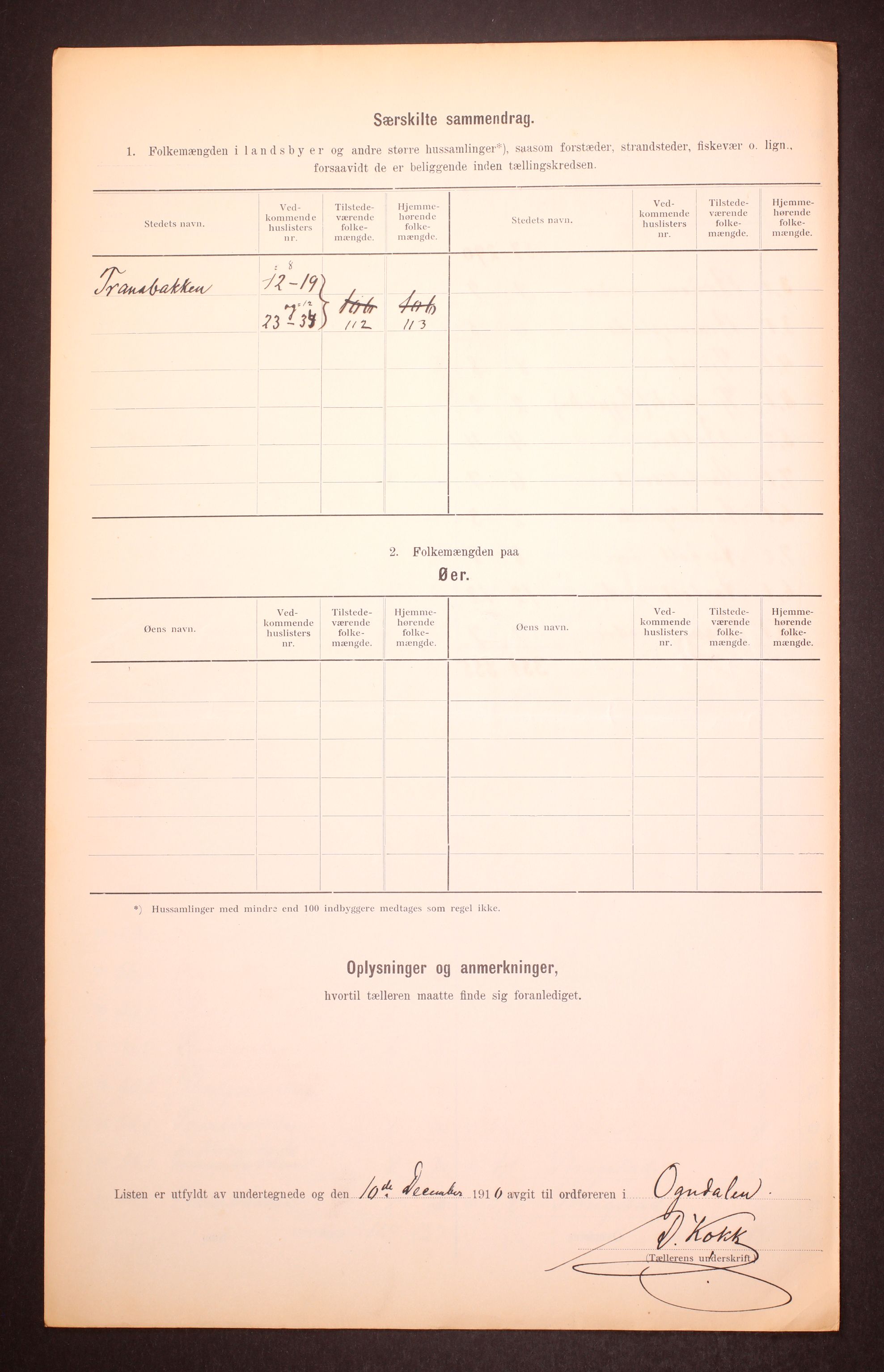 RA, 1910 census for Ogndal, 1910, p. 6