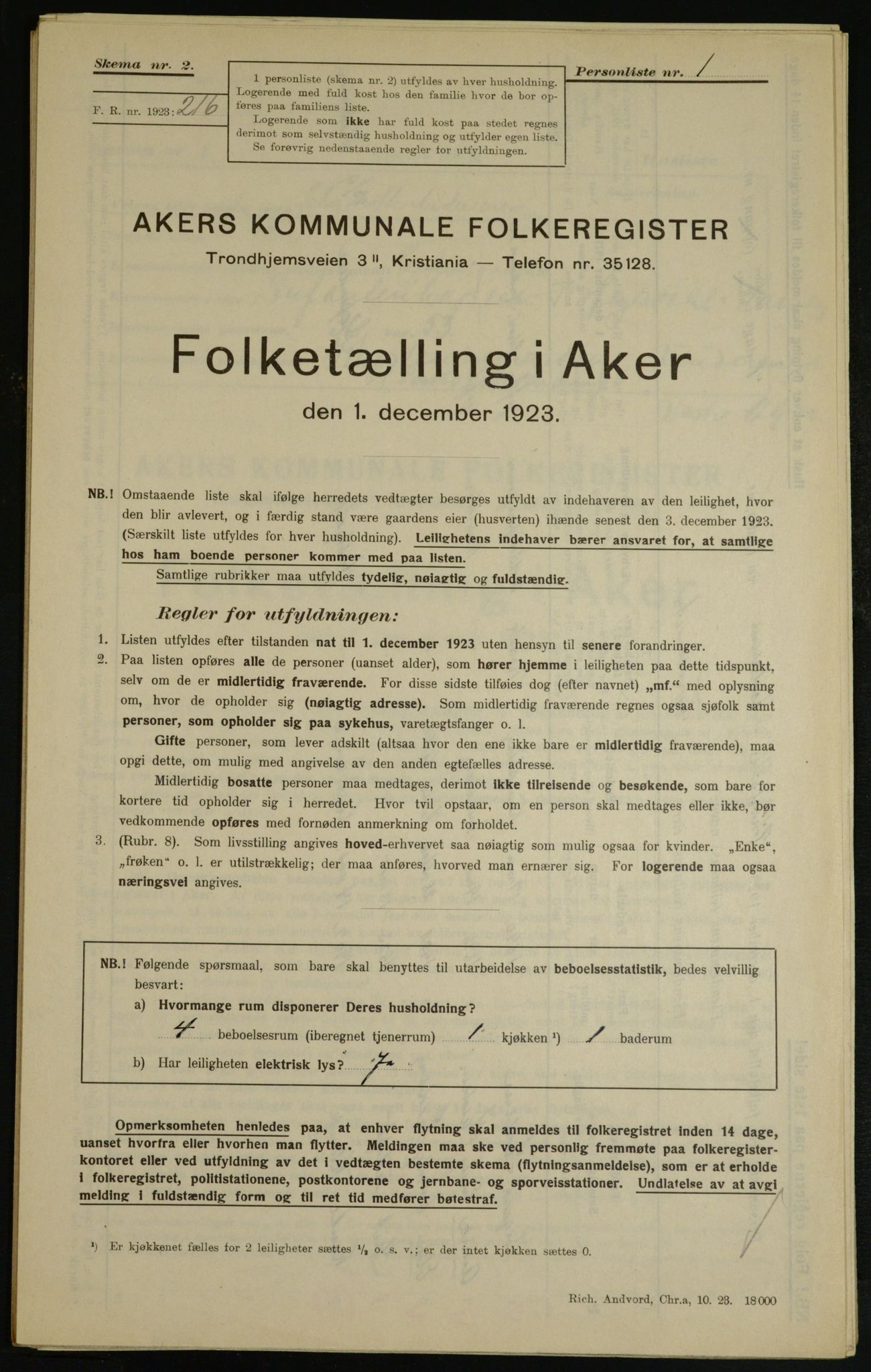 , Municipal Census 1923 for Aker, 1923, p. 8706