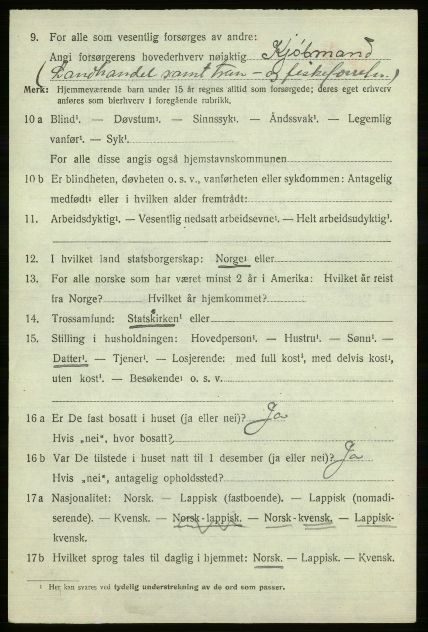 SATØ, 1920 census for Loppa, 1920, p. 2687
