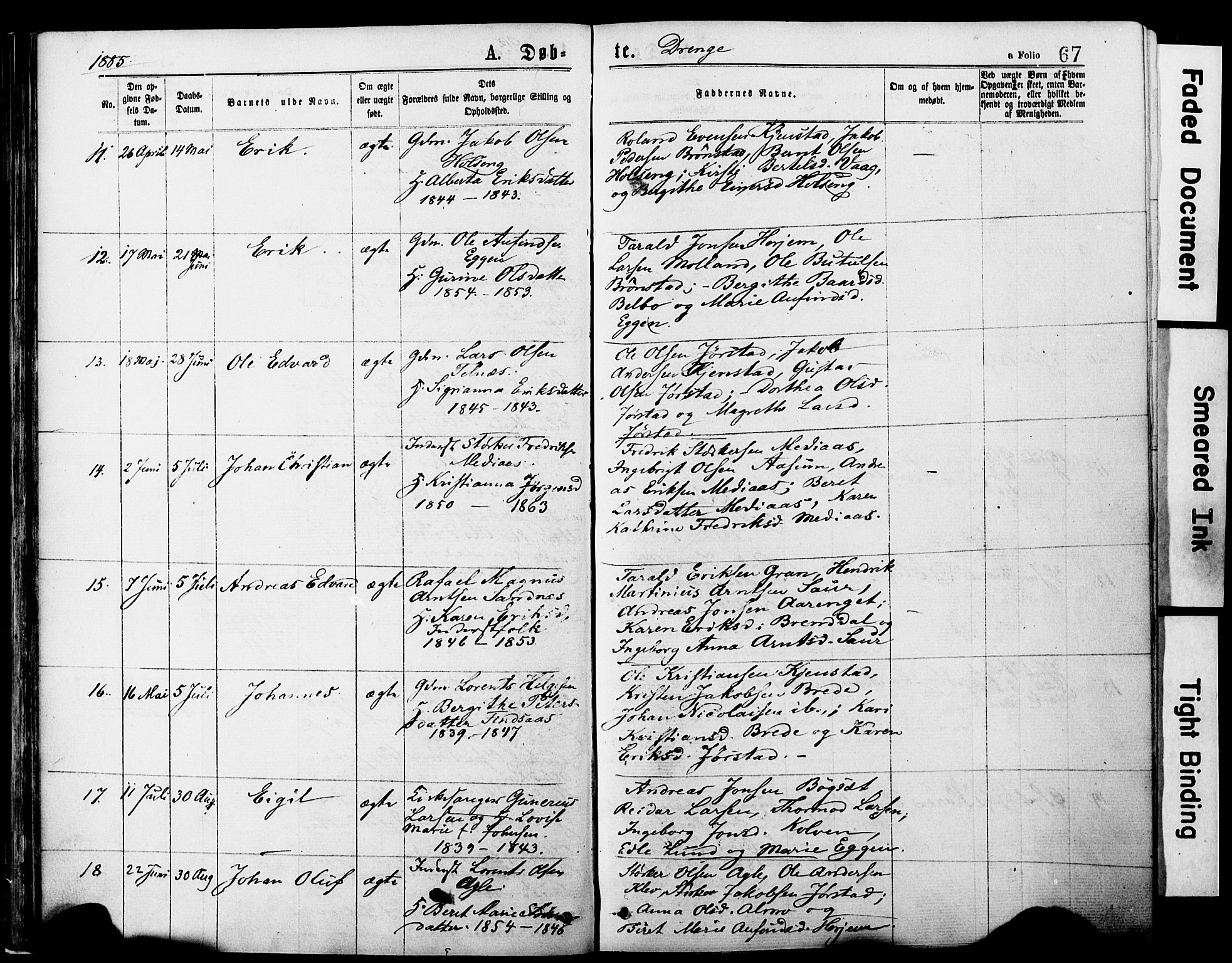 Ministerialprotokoller, klokkerbøker og fødselsregistre - Nord-Trøndelag, SAT/A-1458/749/L0473: Parish register (official) no. 749A07, 1873-1887, p. 67