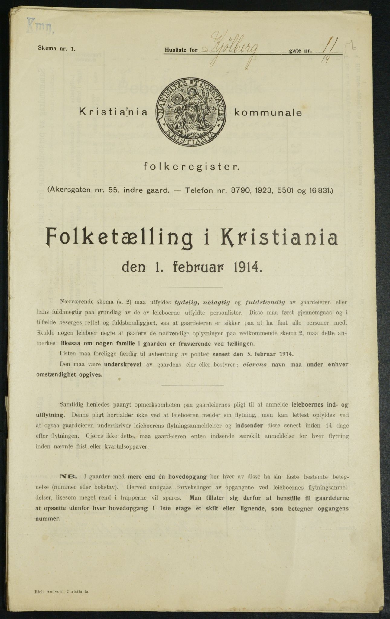 OBA, Municipal Census 1914 for Kristiania, 1914, p. 51451