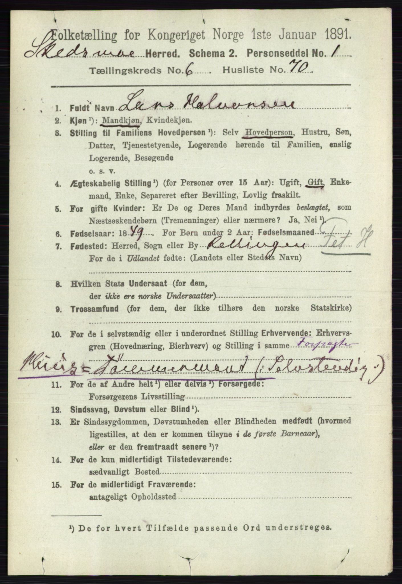 RA, 1891 census for 0231 Skedsmo, 1891, p. 3256