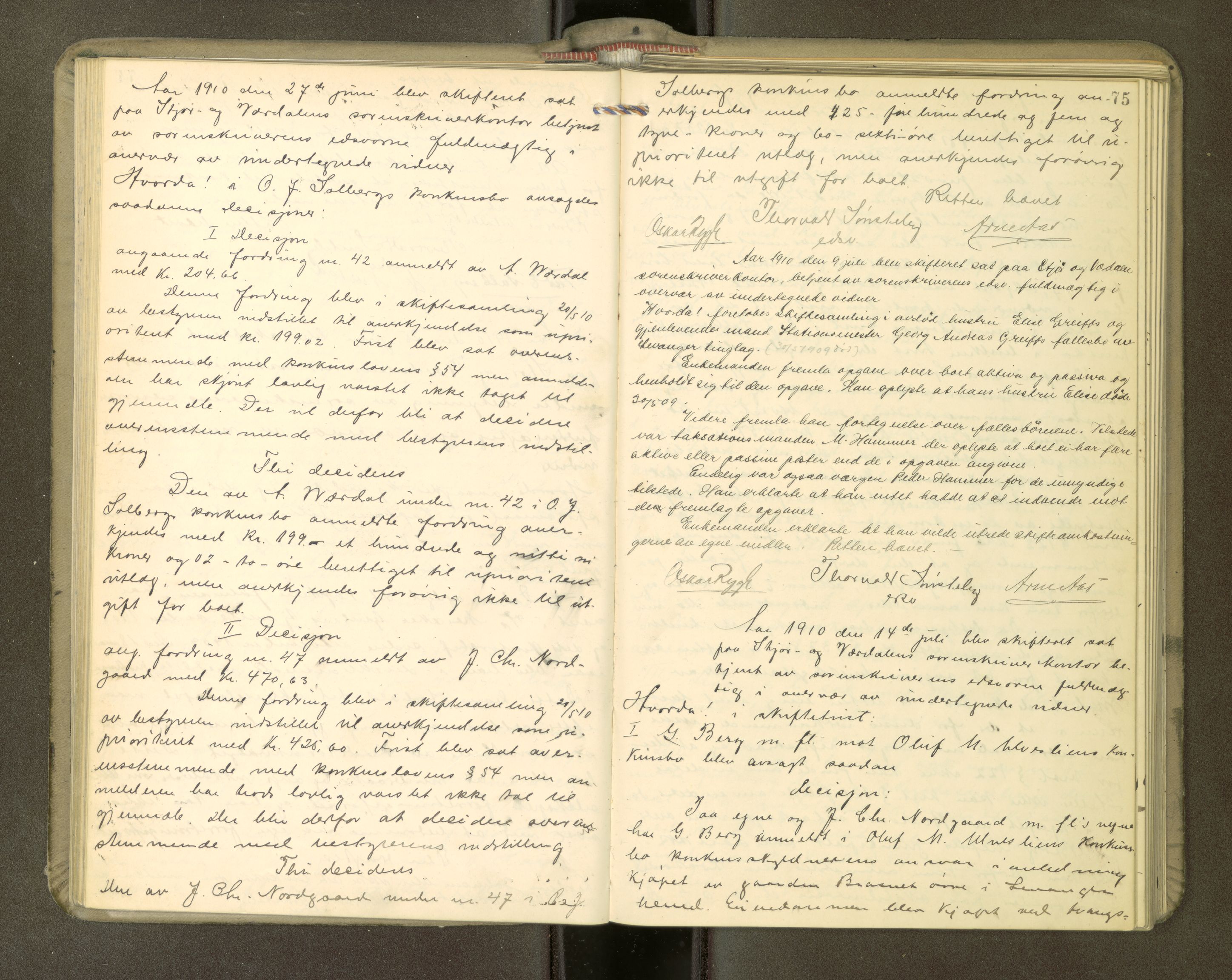 Stjør- og Verdal sorenskriveri, AV/SAT-A-4167/1/3/3B/L0011: Skifteforhandlingsprotokoll, 1909-1912, p. 75