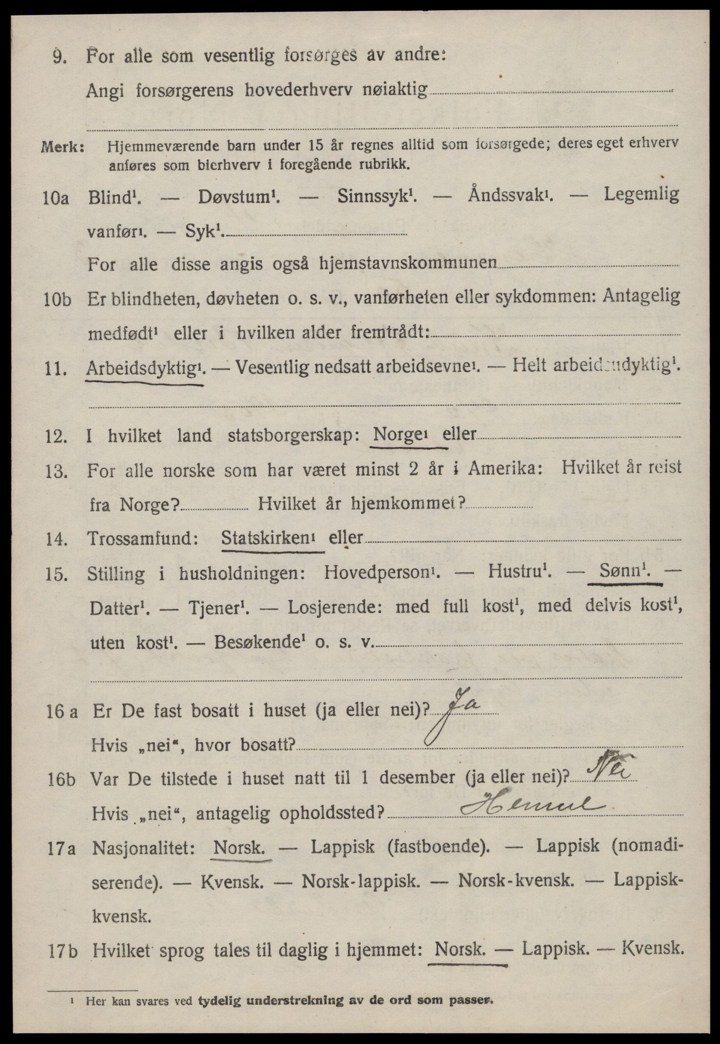 SAT, 1920 census for Hemne, 1920, p. 2841