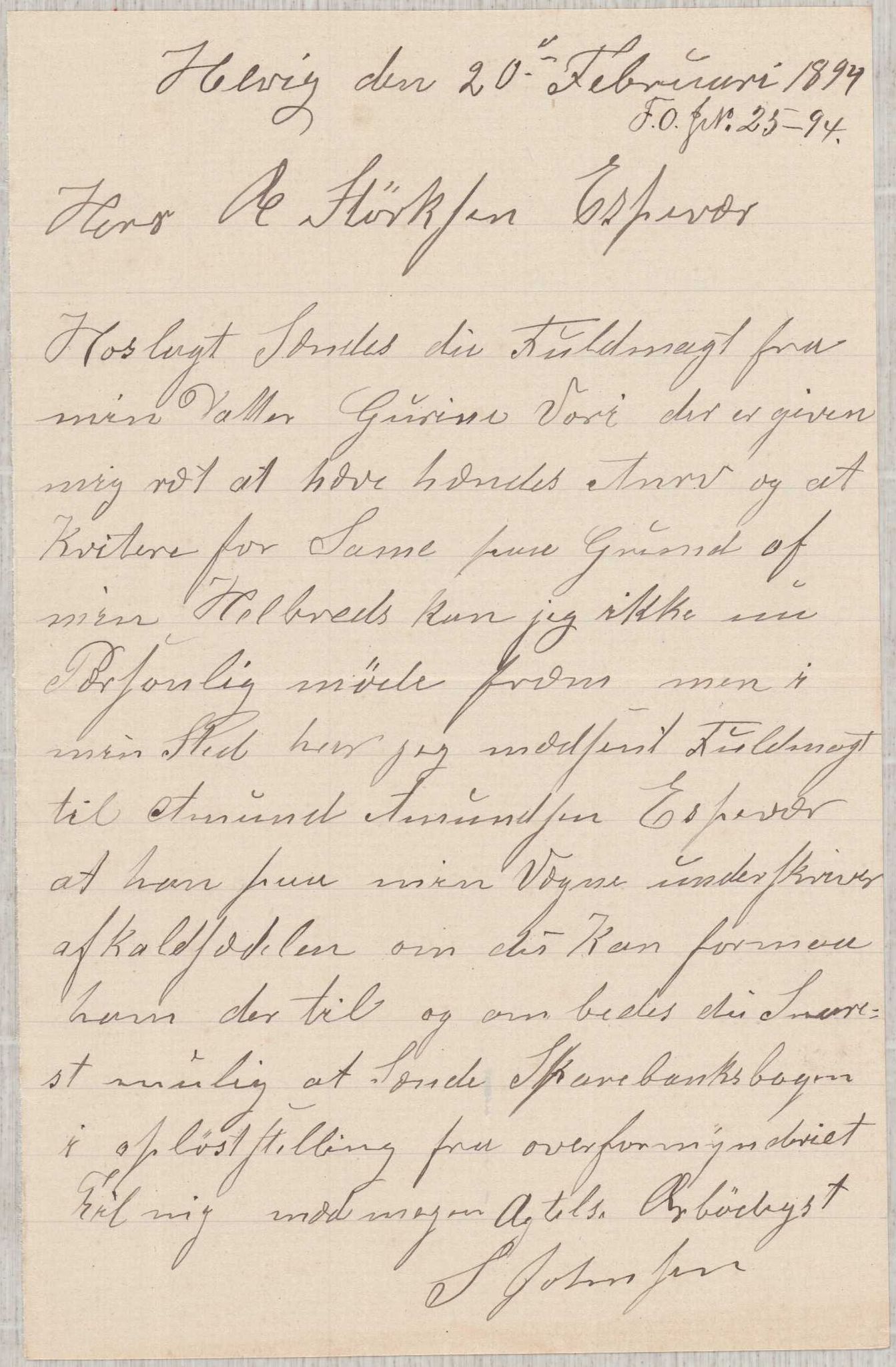 Finnaas kommune. Overformynderiet, IKAH/1218a-812/D/Da/Daa/L0001/0005: Kronologisk ordna korrespondanse / Kronologisk ordna korrespondanse, 1893-1895, p. 45