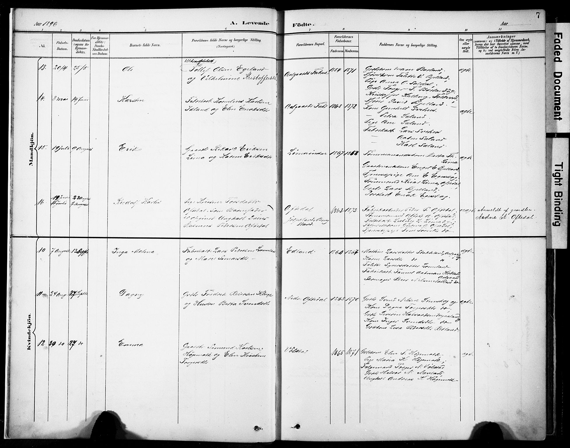 Lye sokneprestkontor, AV/SAST-A-101794/001/30BA/L0012: Parish register (official) no. A 11, 1896-1909, p. 7