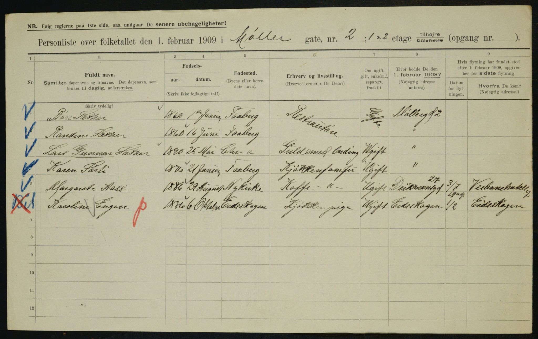 OBA, Municipal Census 1909 for Kristiania, 1909, p. 61924