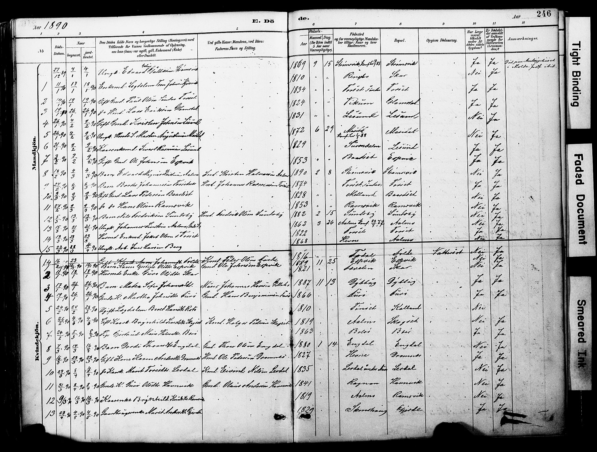 Ministerialprotokoller, klokkerbøker og fødselsregistre - Møre og Romsdal, AV/SAT-A-1454/578/L0907: Parish register (official) no. 578A06, 1887-1904, p. 246