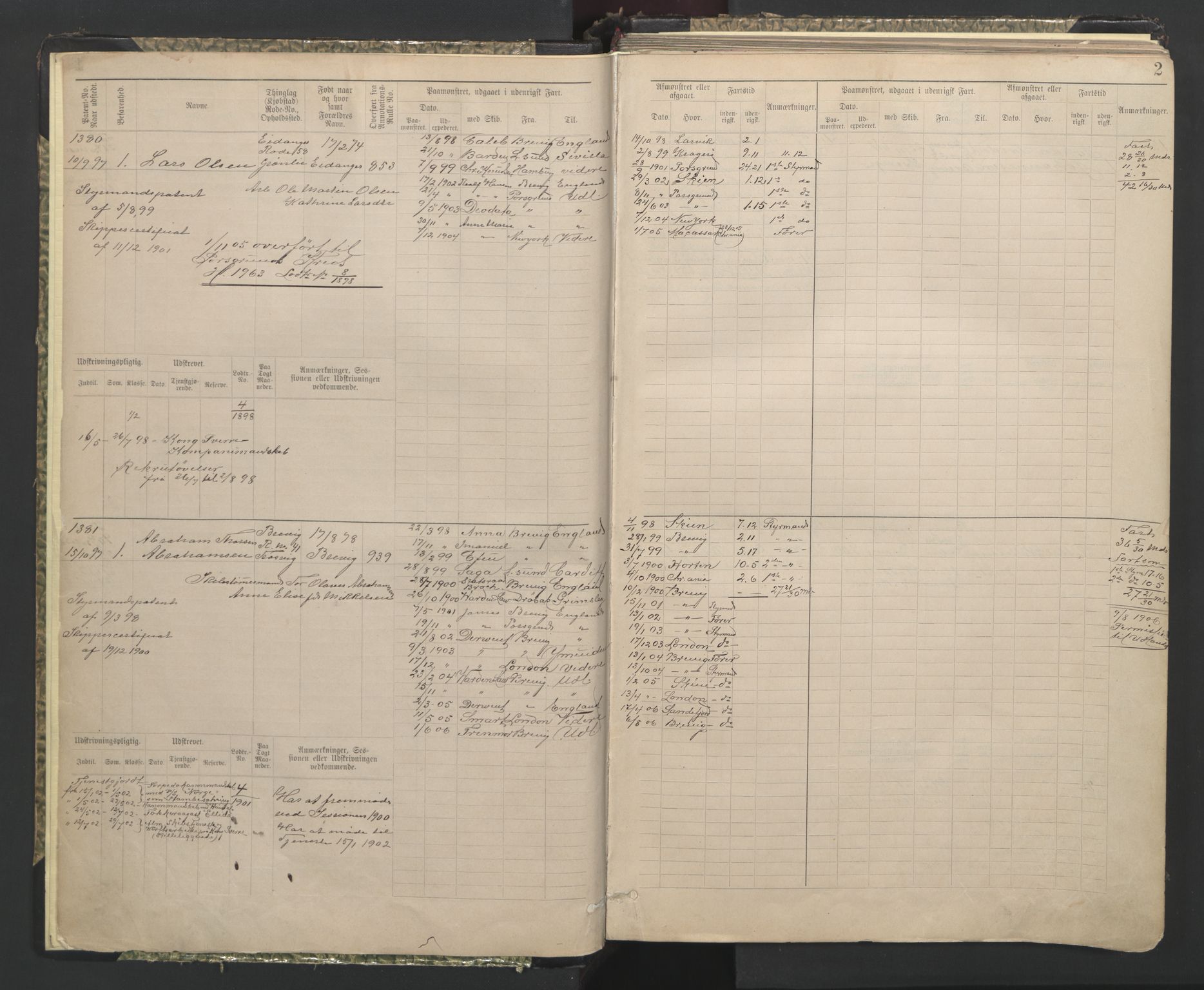 Brevik innrulleringskontor, AV/SAKO-A-833/F/Fb/L0007: Hovedrulle, 1897-1948, p. 2