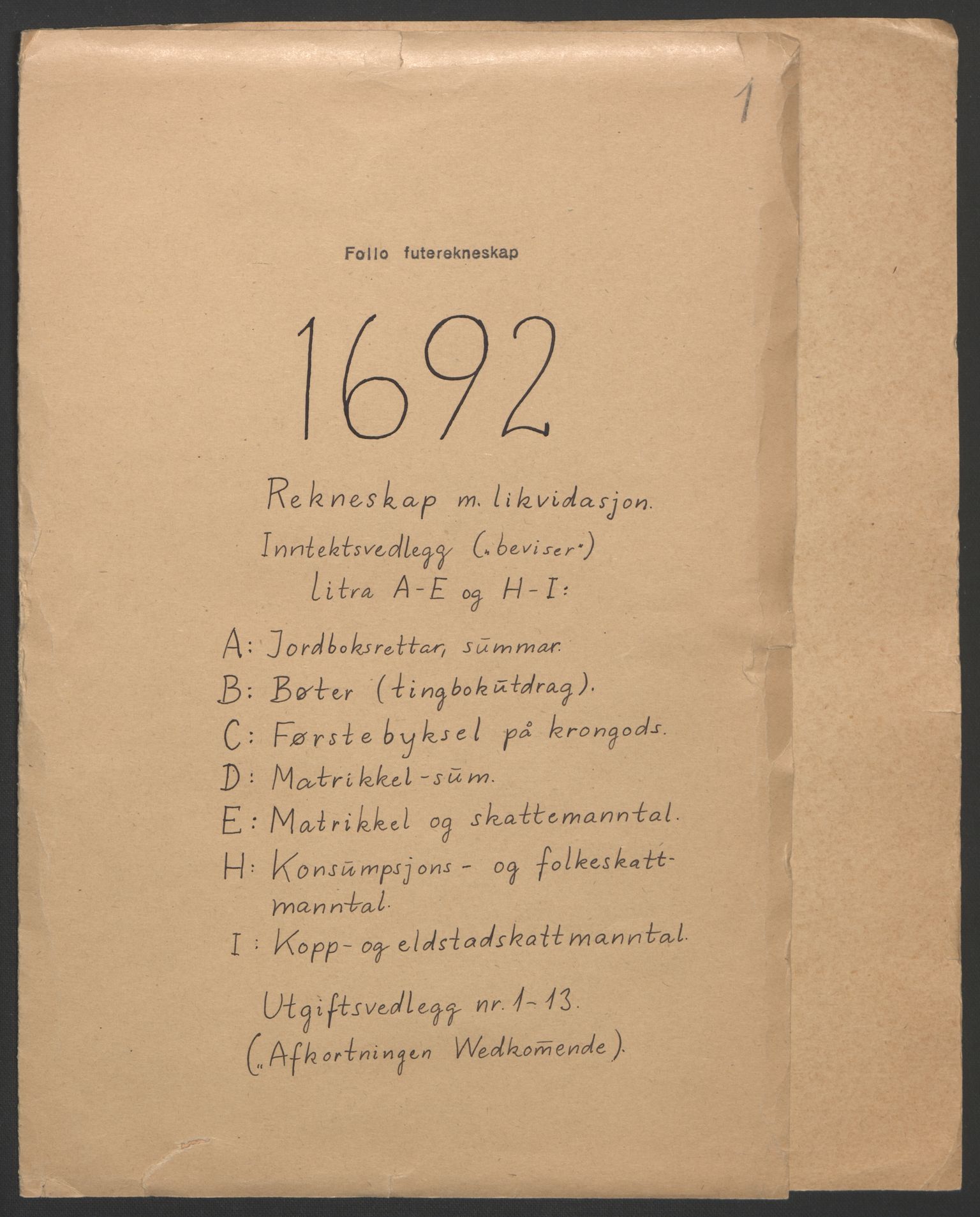 Rentekammeret inntil 1814, Reviderte regnskaper, Fogderegnskap, RA/EA-4092/R09/L0437: Fogderegnskap Follo, 1692-1693, p. 3