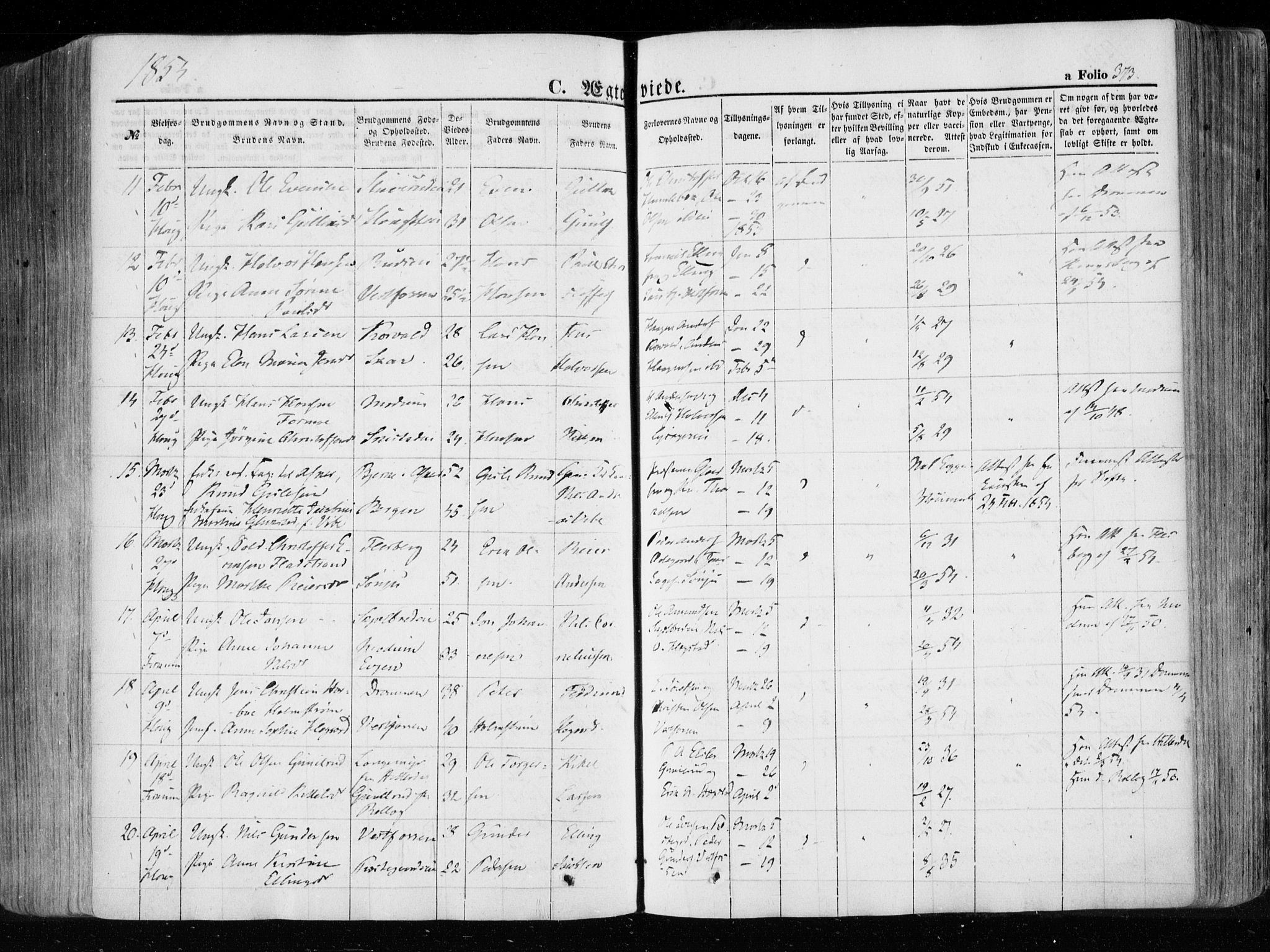 Eiker kirkebøker, AV/SAKO-A-4/F/Fa/L0014: Parish register (official) no. I 14, 1846-1854, p. 373