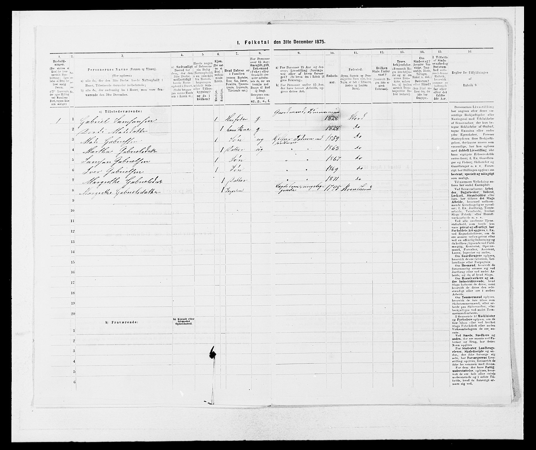 SAB, 1875 census for 1221P Stord, 1875, p. 100