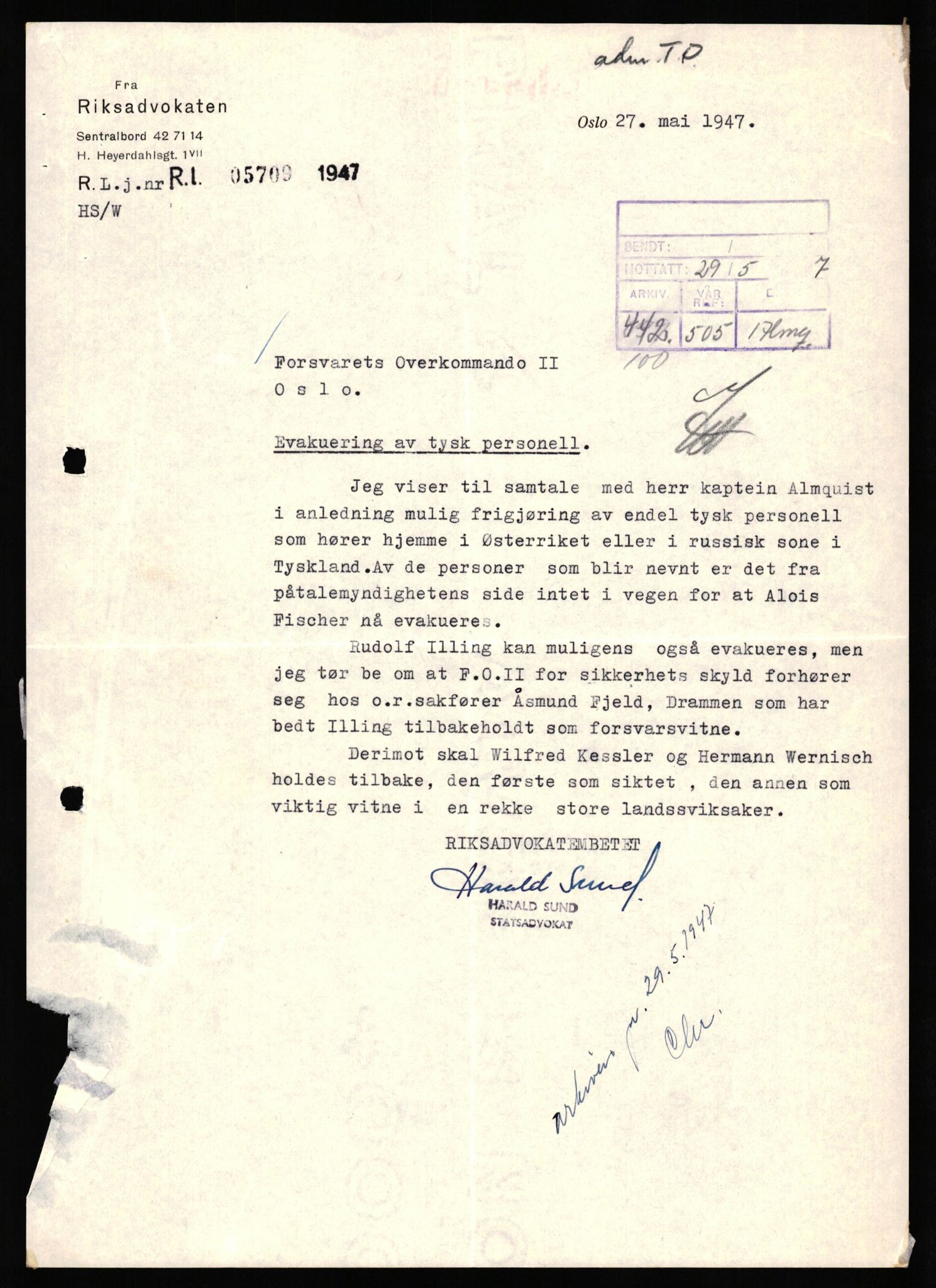 Forsvaret, Forsvarets overkommando II, AV/RA-RAFA-3915/D/Db/L0040: CI Questionaires. Tyske okkupasjonsstyrker i Norge. Østerrikere., 1945-1946, p. 401