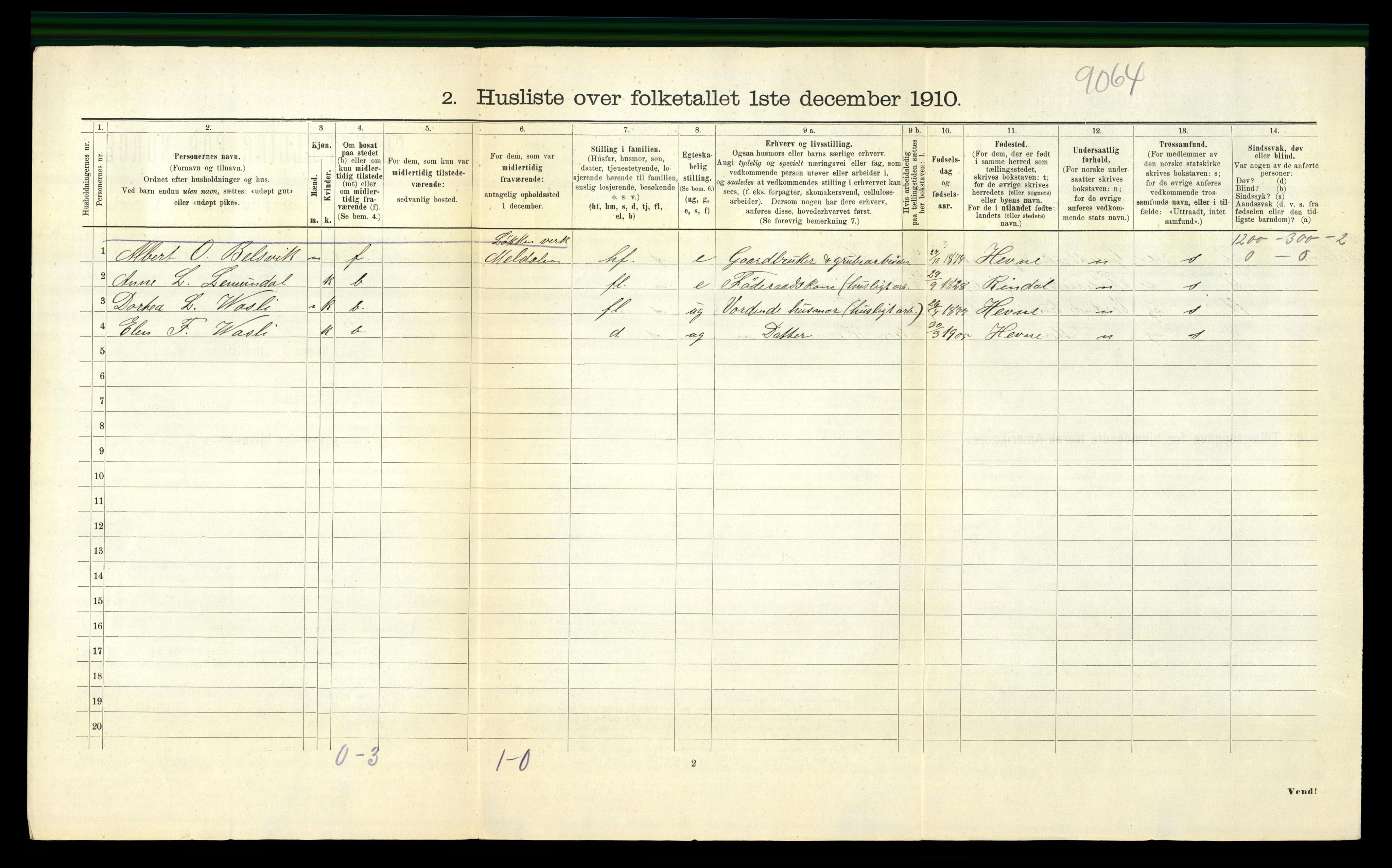 RA, 1910 census for Orkdal, 1910, p. 1574