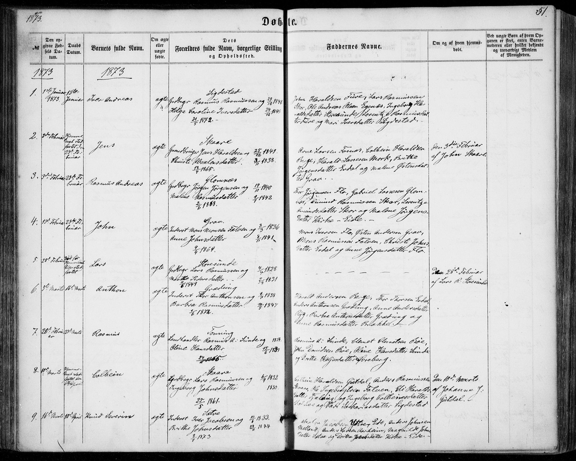 Stryn Sokneprestembete, SAB/A-82501: Parish register (official) no. A 3, 1862-1877, p. 51