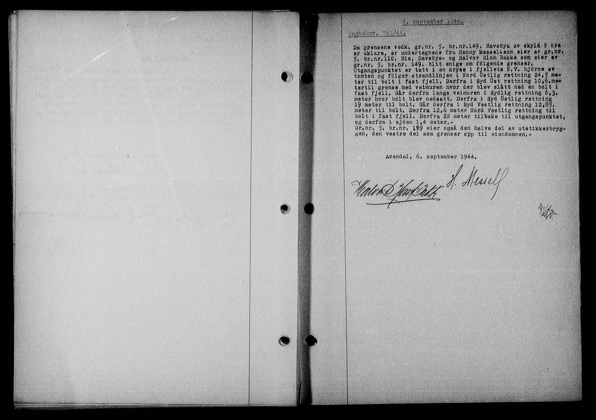 Nedenes sorenskriveri, SAK/1221-0006/G/Gb/Gba/L0051: Mortgage book no. A-V, 1943-1944, Diary no: : 789/1944