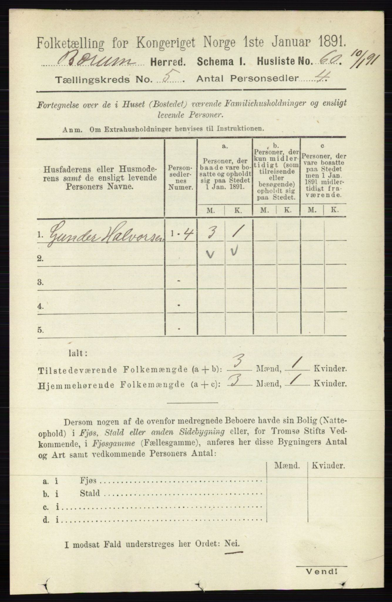 RA, 1891 census for 0219 Bærum, 1891, p. 2996