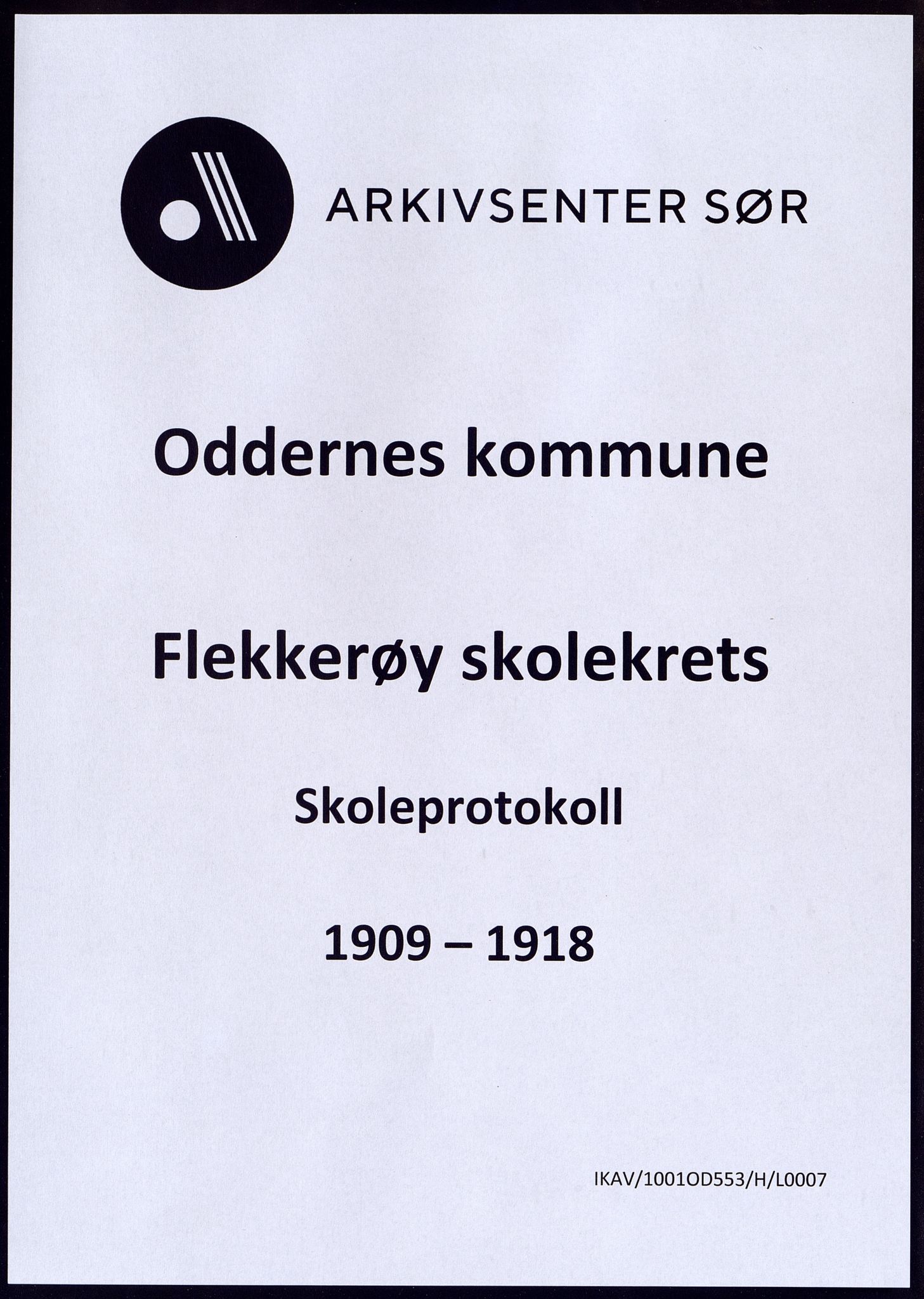 Oddernes kommune - Ytre Flekkerøy/Flekkerøy skolekrets, ARKSOR/1001OD553/H/L0007: Skoleprotokoll - Flekkerøy skolekrets, 1909-1918