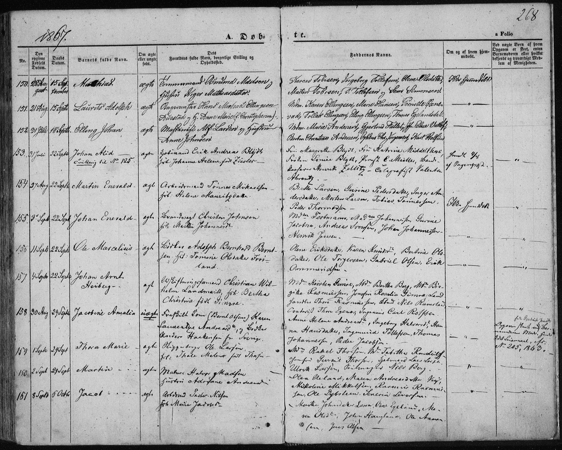 Domkirken sokneprestkontor, AV/SAST-A-101812/001/30/30BA/L0017: Parish register (official) no. A 16, 1855-1867, p. 268