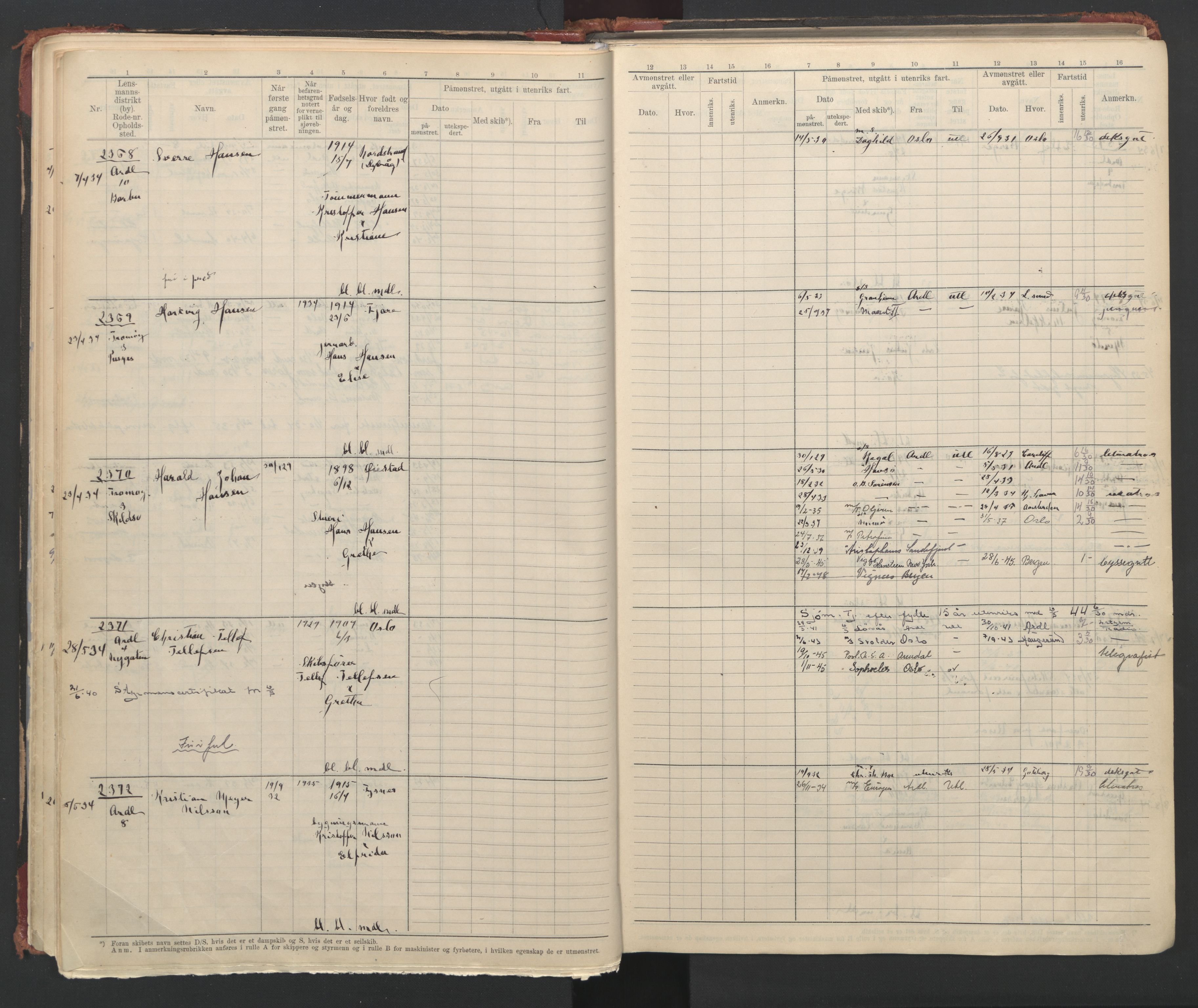 Arendal mønstringskrets, AV/SAK-2031-0012/F/Fb/L0023: Hovedrulle A nr 2243-2767, S-21, 1929-1949, p. 28