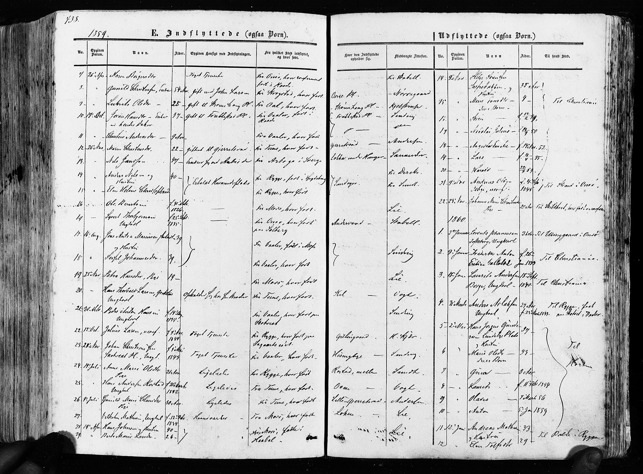 Råde prestekontor kirkebøker, AV/SAO-A-2009/F/Fa/L0006: Parish register (official) no. 6, 1854-1877, p. 438