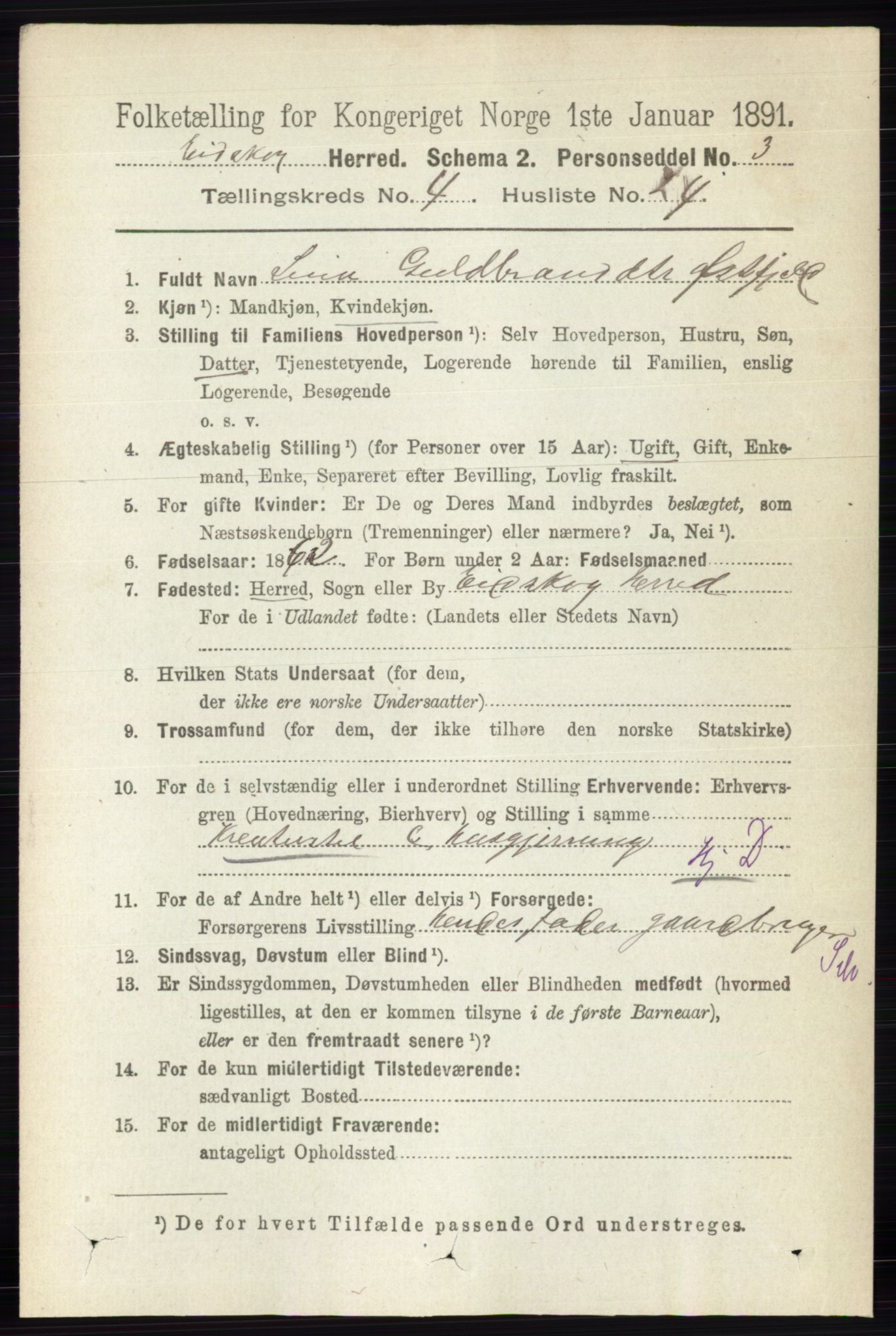 RA, 1891 census for 0420 Eidskog, 1891, p. 1750