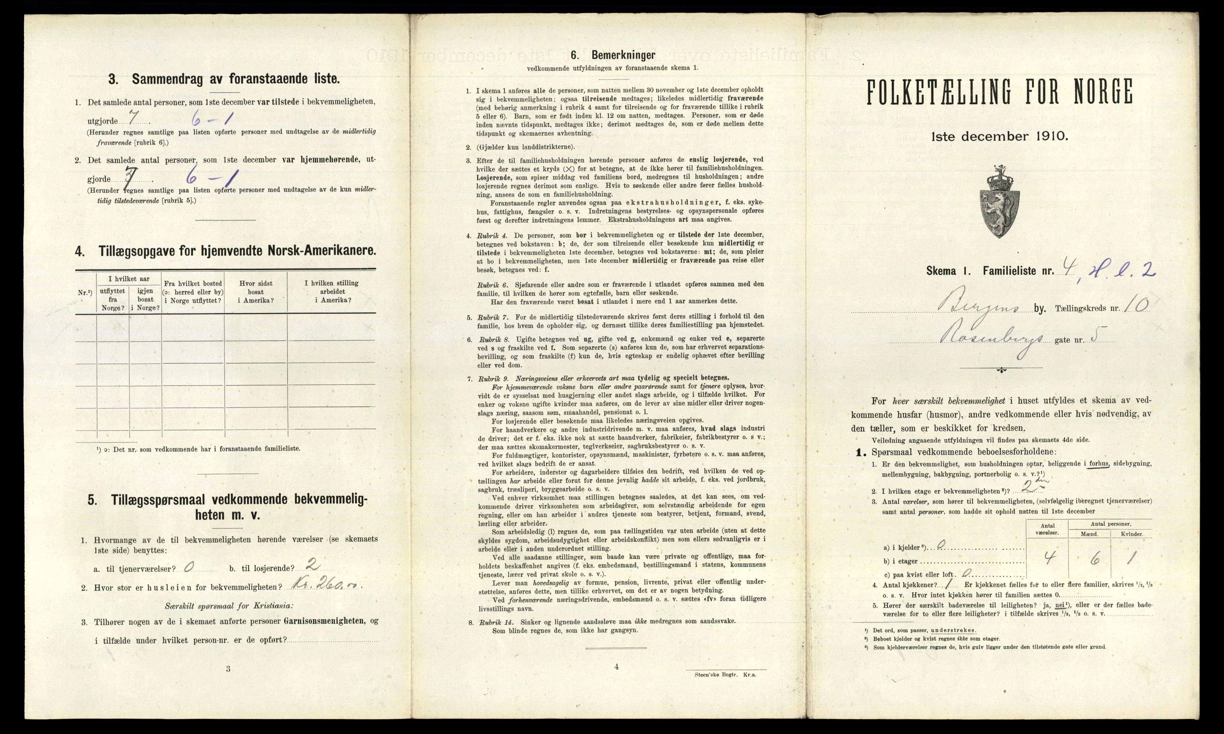 RA, 1910 census for Bergen, 1910, p. 3245