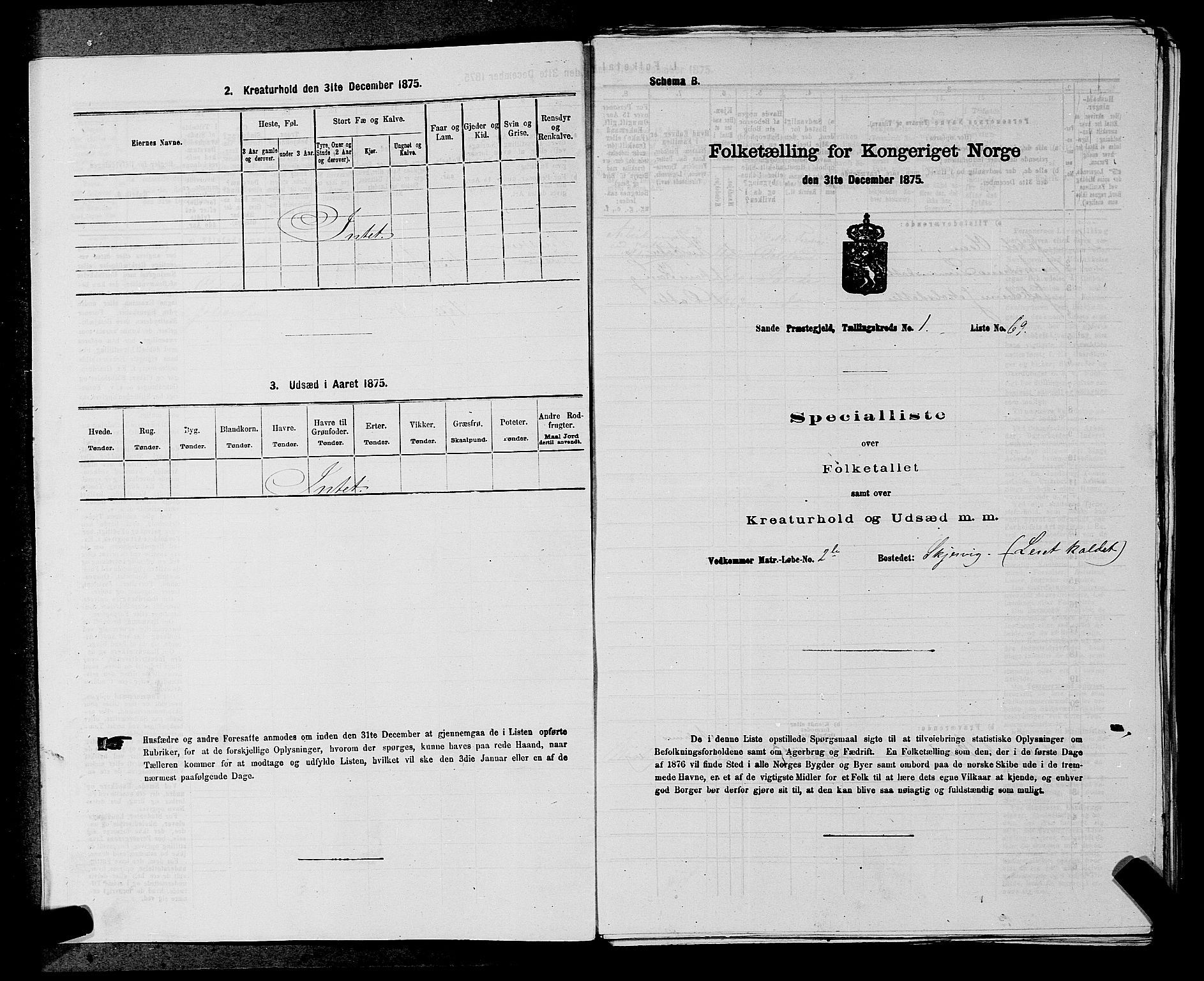 SAKO, 1875 census for 0713P Sande, 1875, p. 50