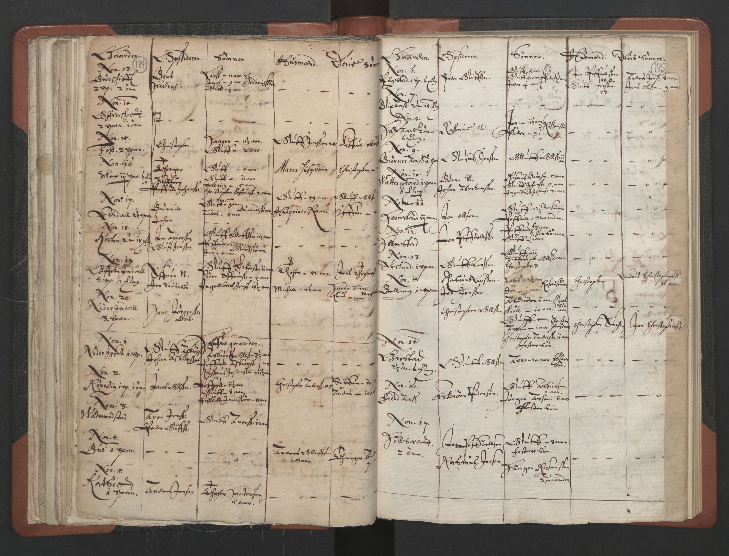 RA, Vicar's Census 1664-1666, no. 30: Fosen deanery, 1664-1666, p. 174-175