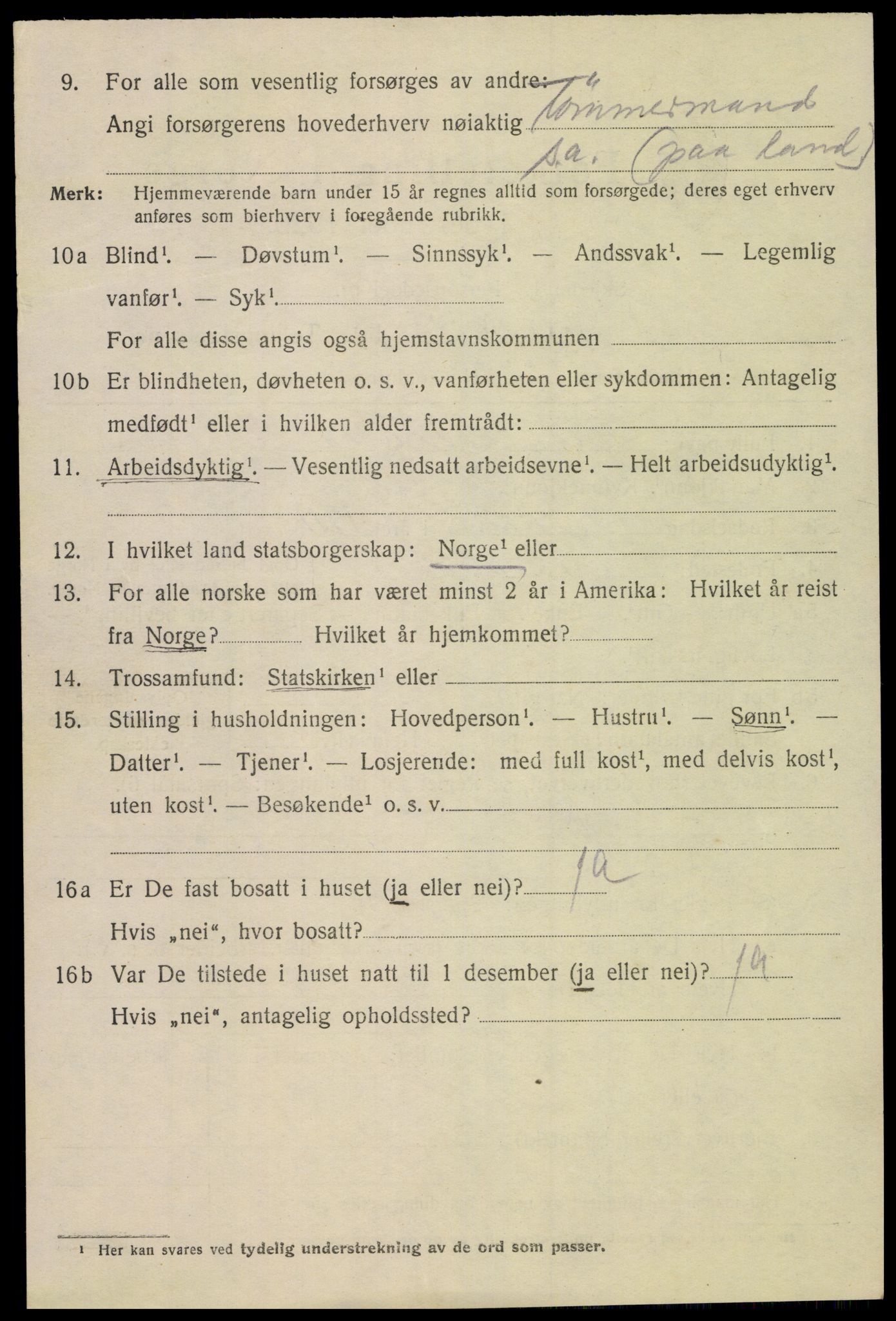SAK, 1920 census for Mandal, 1920, p. 6996