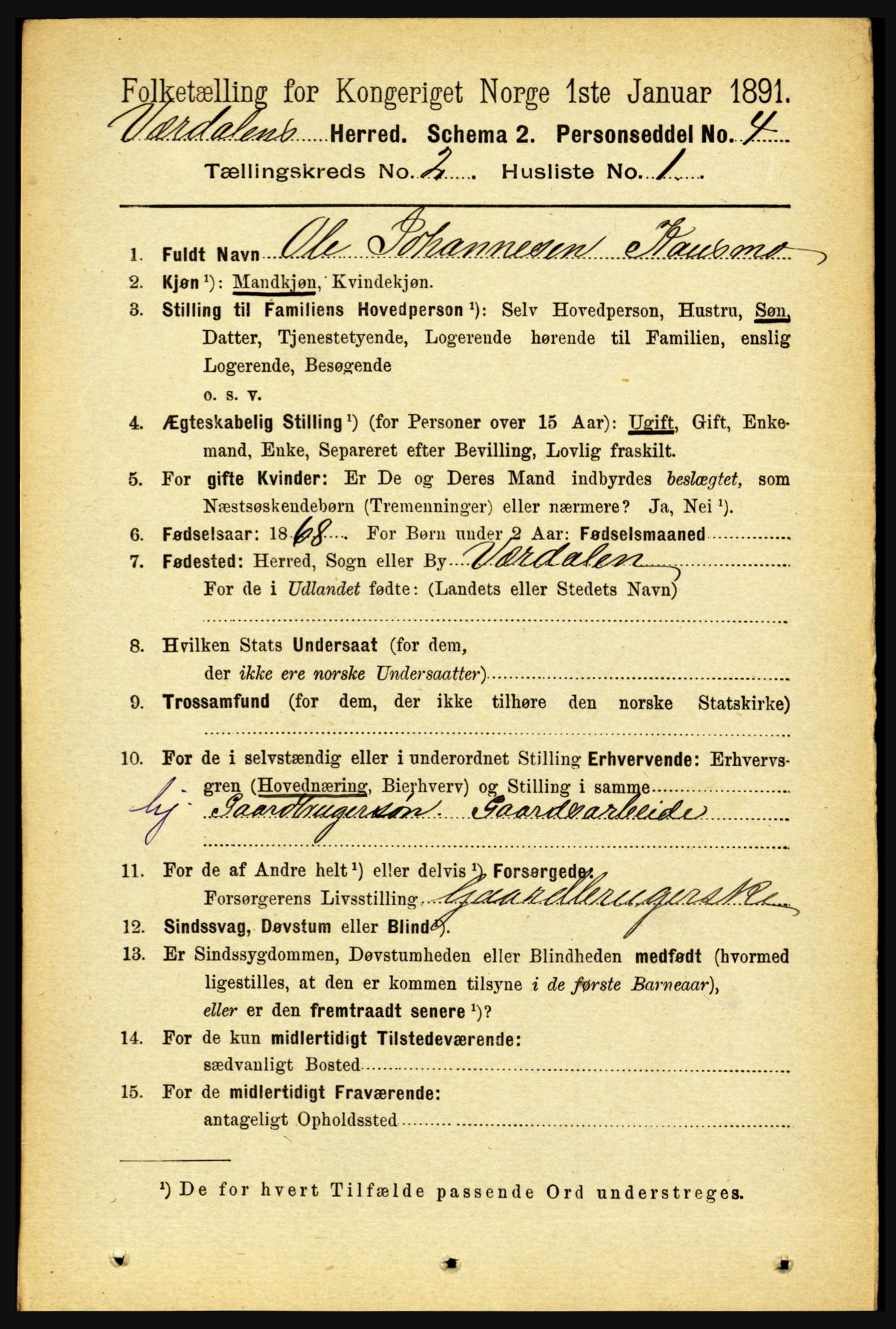 RA, 1891 census for 1721 Verdal, 1891, p. 788