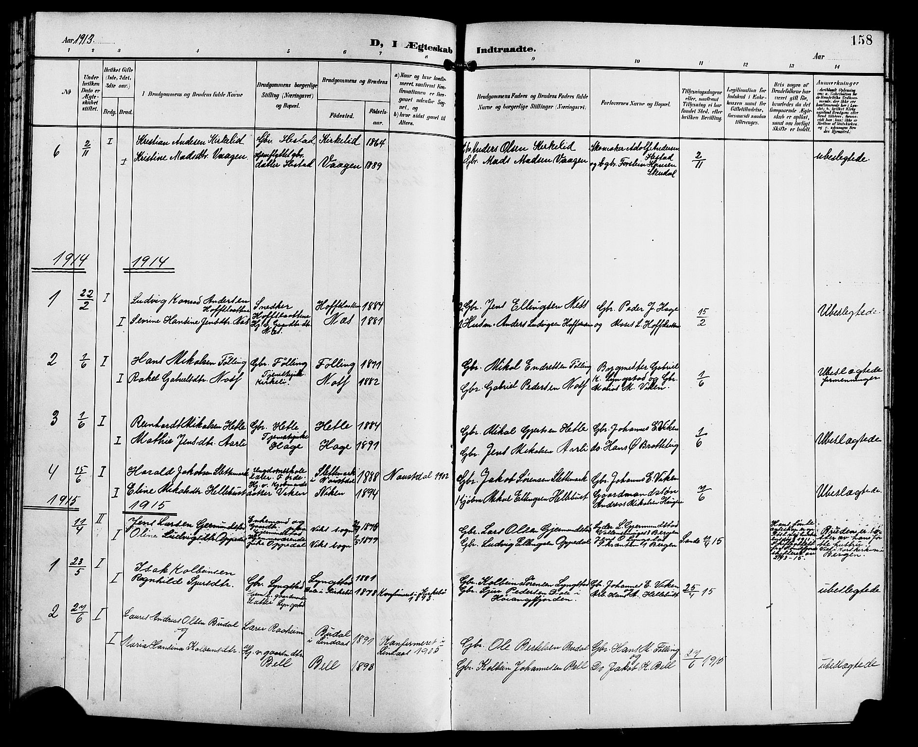 Gaular sokneprestembete, AV/SAB-A-80001/H/Hab: Parish register (copy) no. C 4, 1895-1920, p. 158