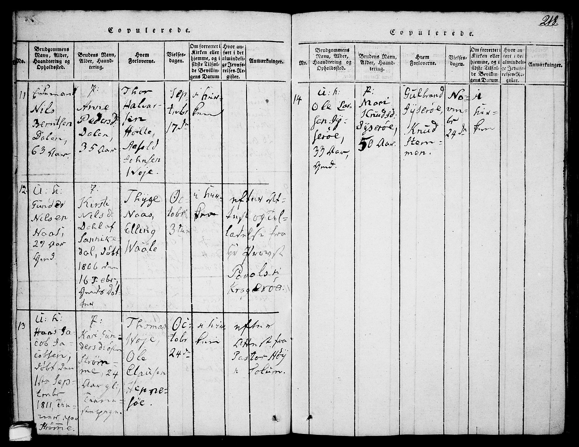Drangedal kirkebøker, SAKO/A-258/F/Fa/L0005: Parish register (official) no. 5 /1, 1814-1831, p. 218