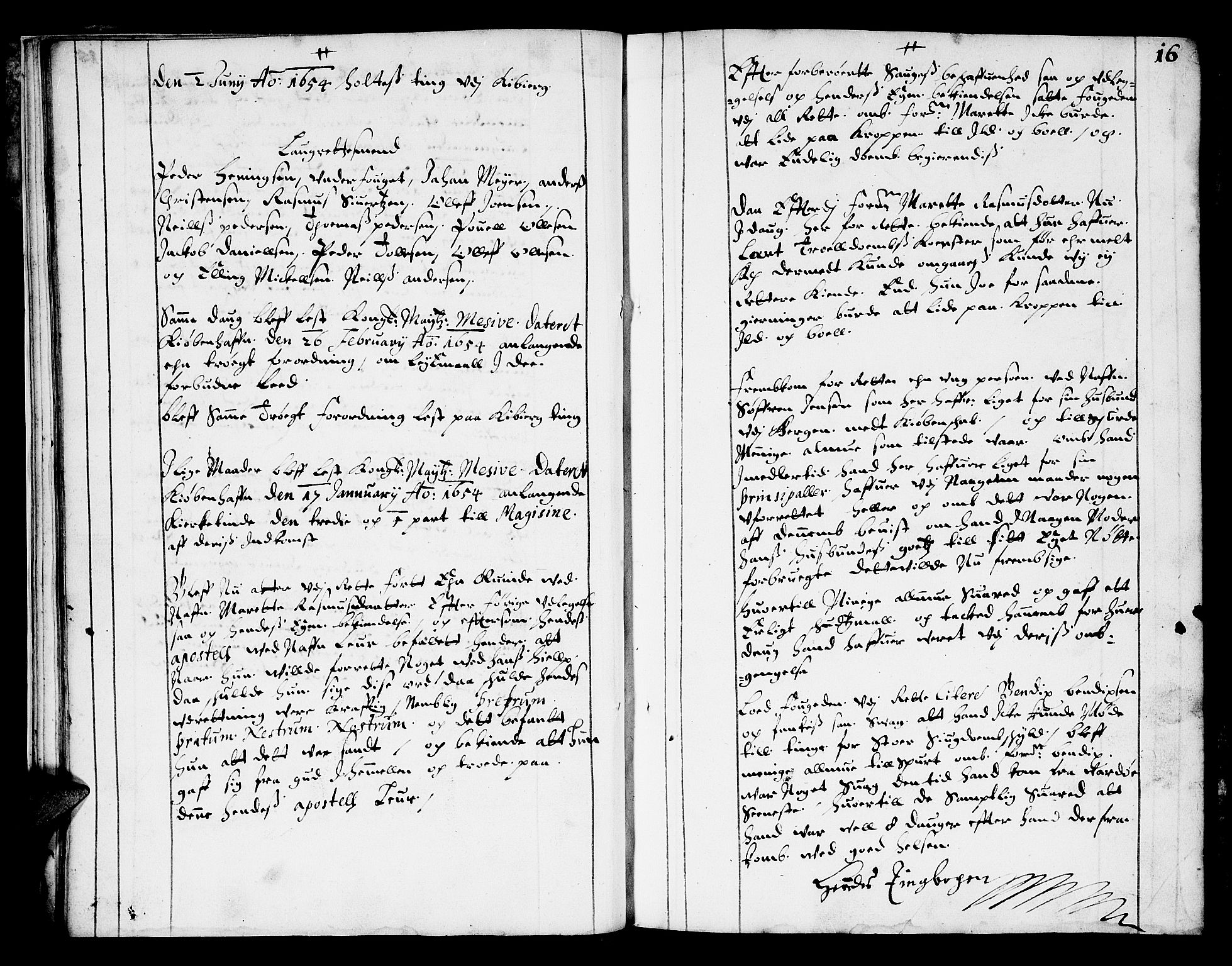Finnmark sorenskriveri, AV/SATØ-S-0053/F/Fa/L0009: Justisprotokoller, 1654-1663, p. 15b-16a
