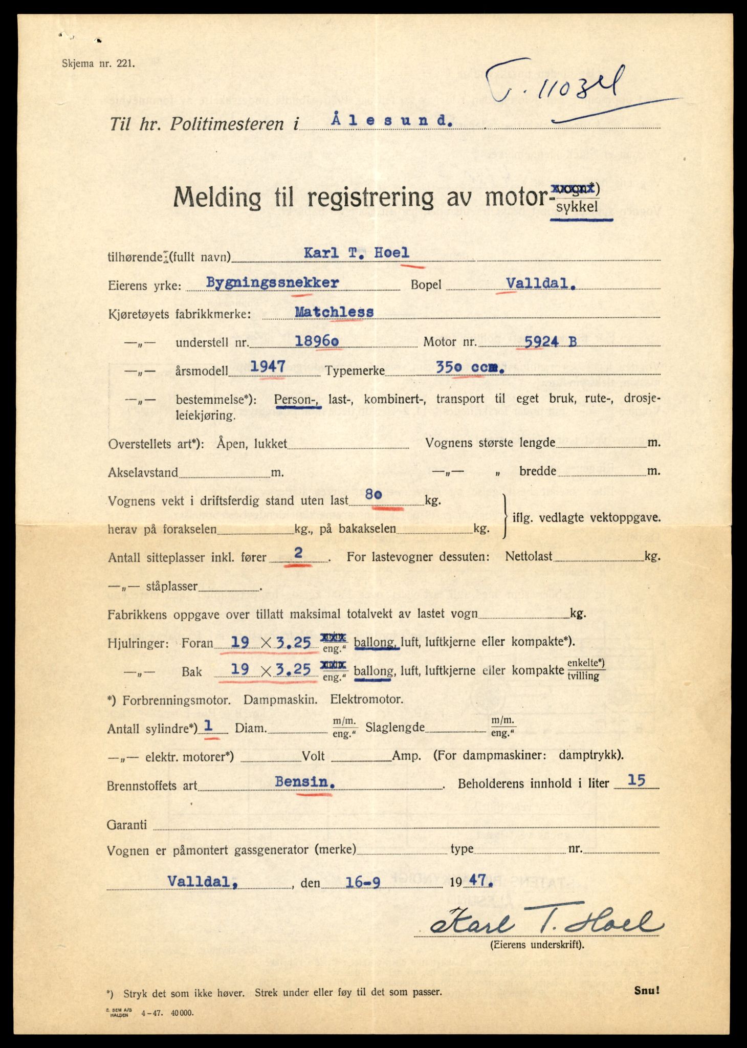 Møre og Romsdal vegkontor - Ålesund trafikkstasjon, AV/SAT-A-4099/F/Fe/L0025: Registreringskort for kjøretøy T 10931 - T 11045, 1927-1998, p. 2788