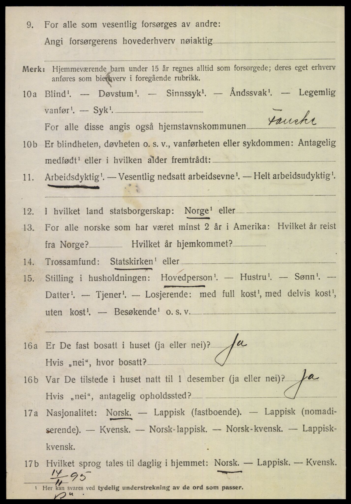 SAT, 1920 census for Fauske, 1920, p. 2901