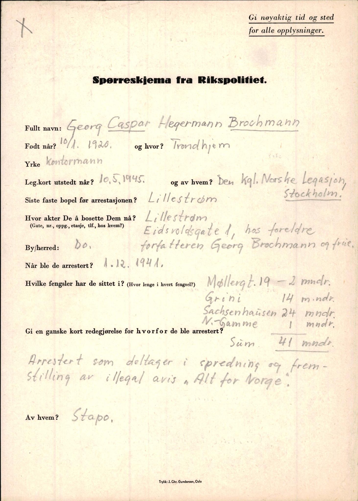 Rikspolitisjefen, AV/RA-S-1560/L/L0002: Berg, Alf - Bråthen, Thorleif, 1940-1945, p. 1086