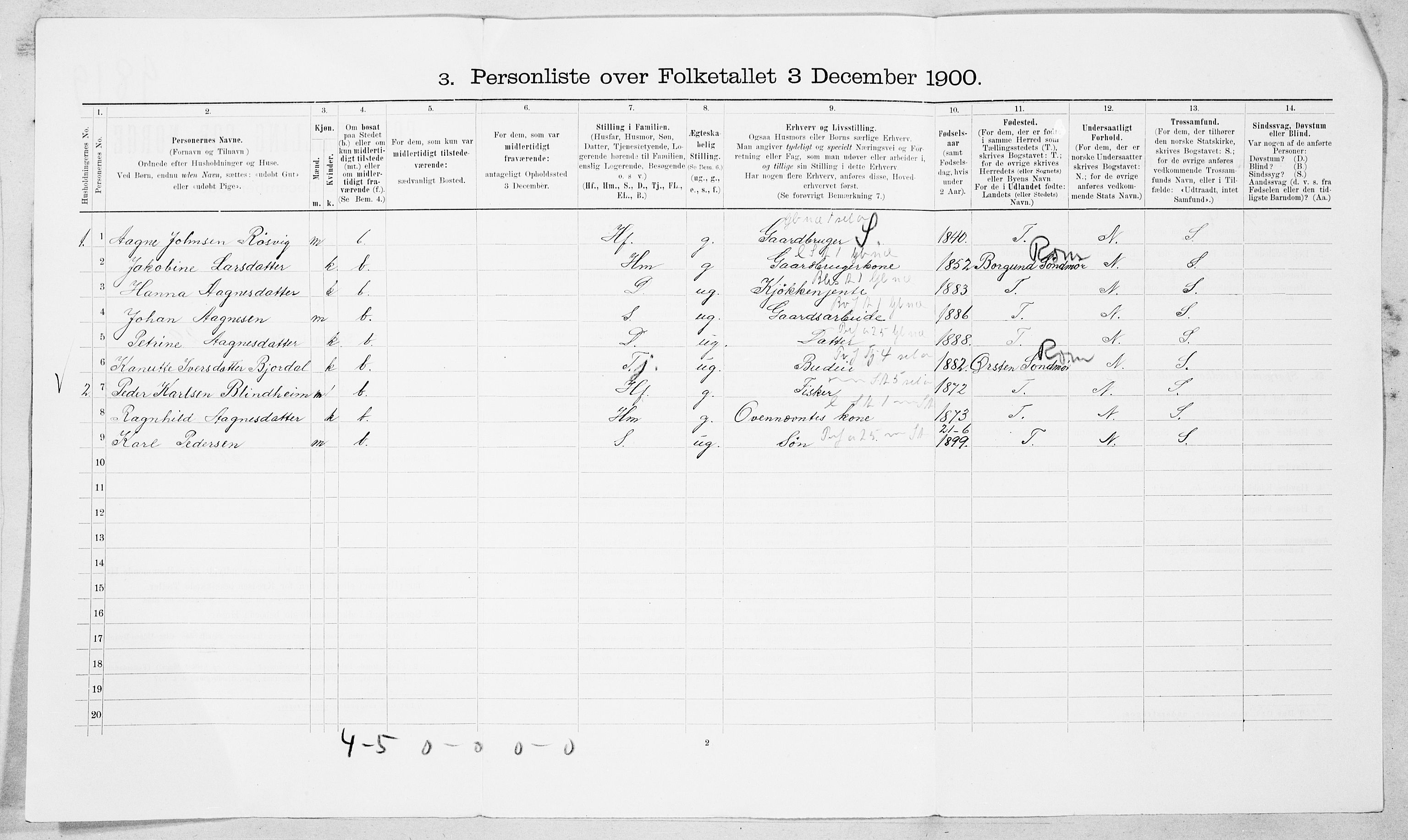 SAT, 1900 census for Roald, 1900, p. 17